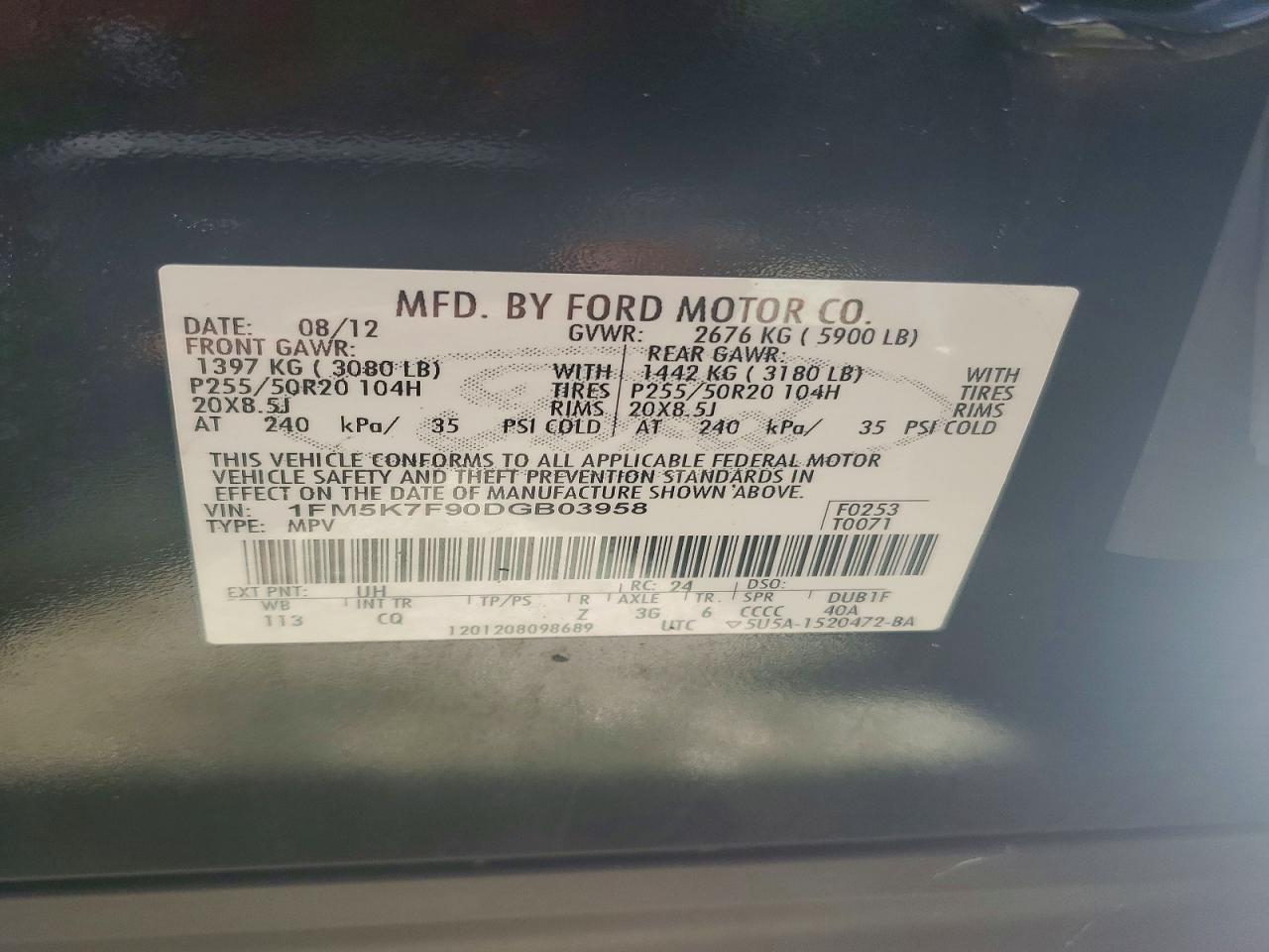 2013 Ford Explorer Limited Black vin: 1FM5K7F90DGB03958