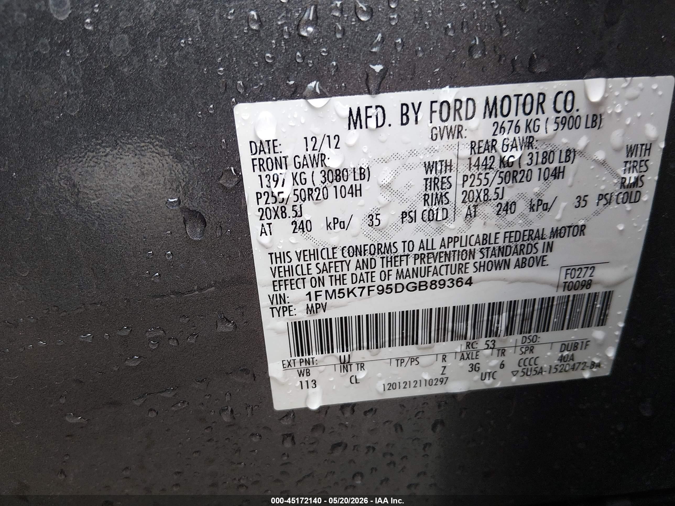 2013 Ford Explorer Limited Gray vin: 1FM5K7F95DGB89364
