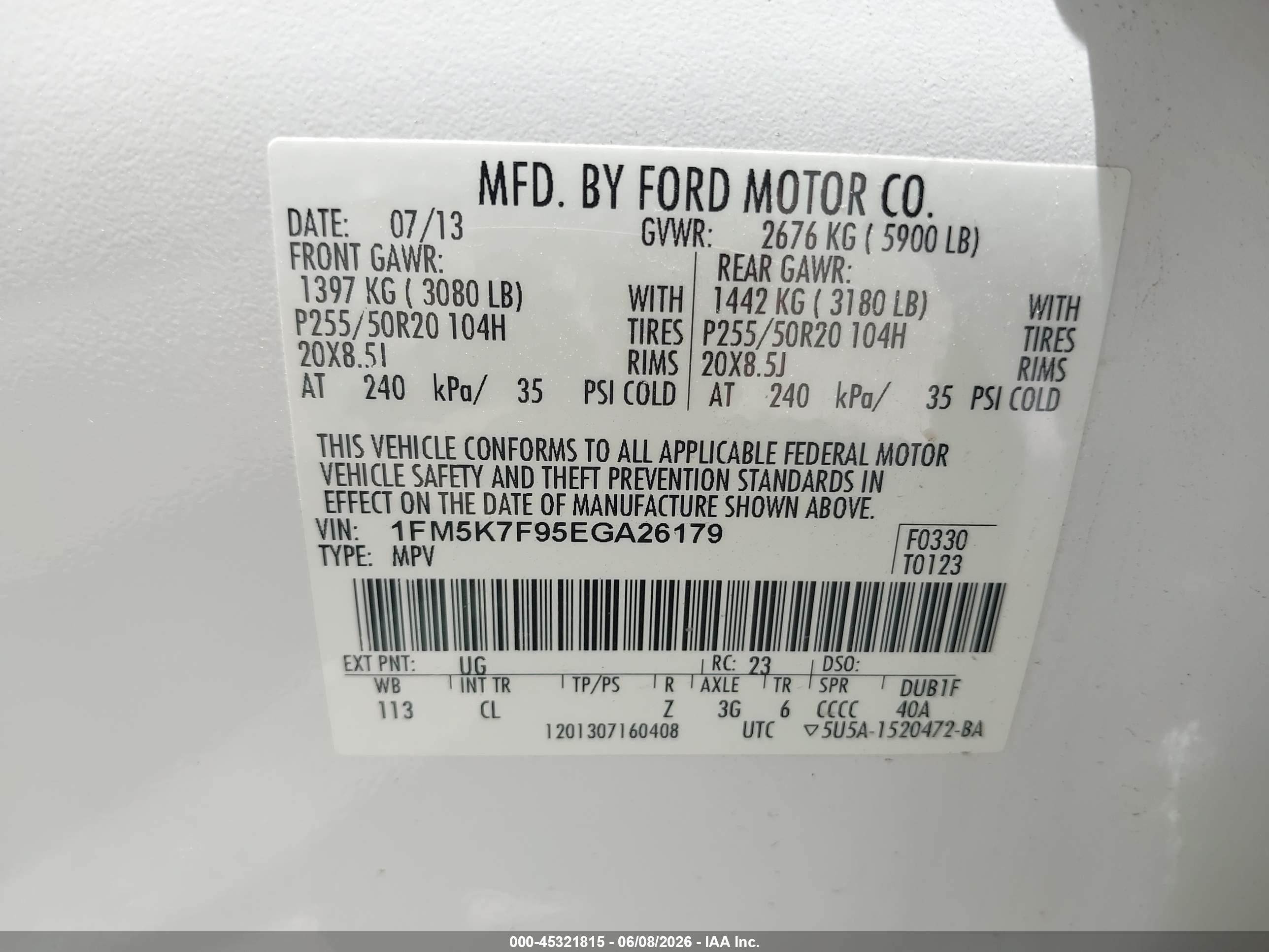 2014 Ford Explorer Limited White vin: 1FM5K7F95EGA26179
