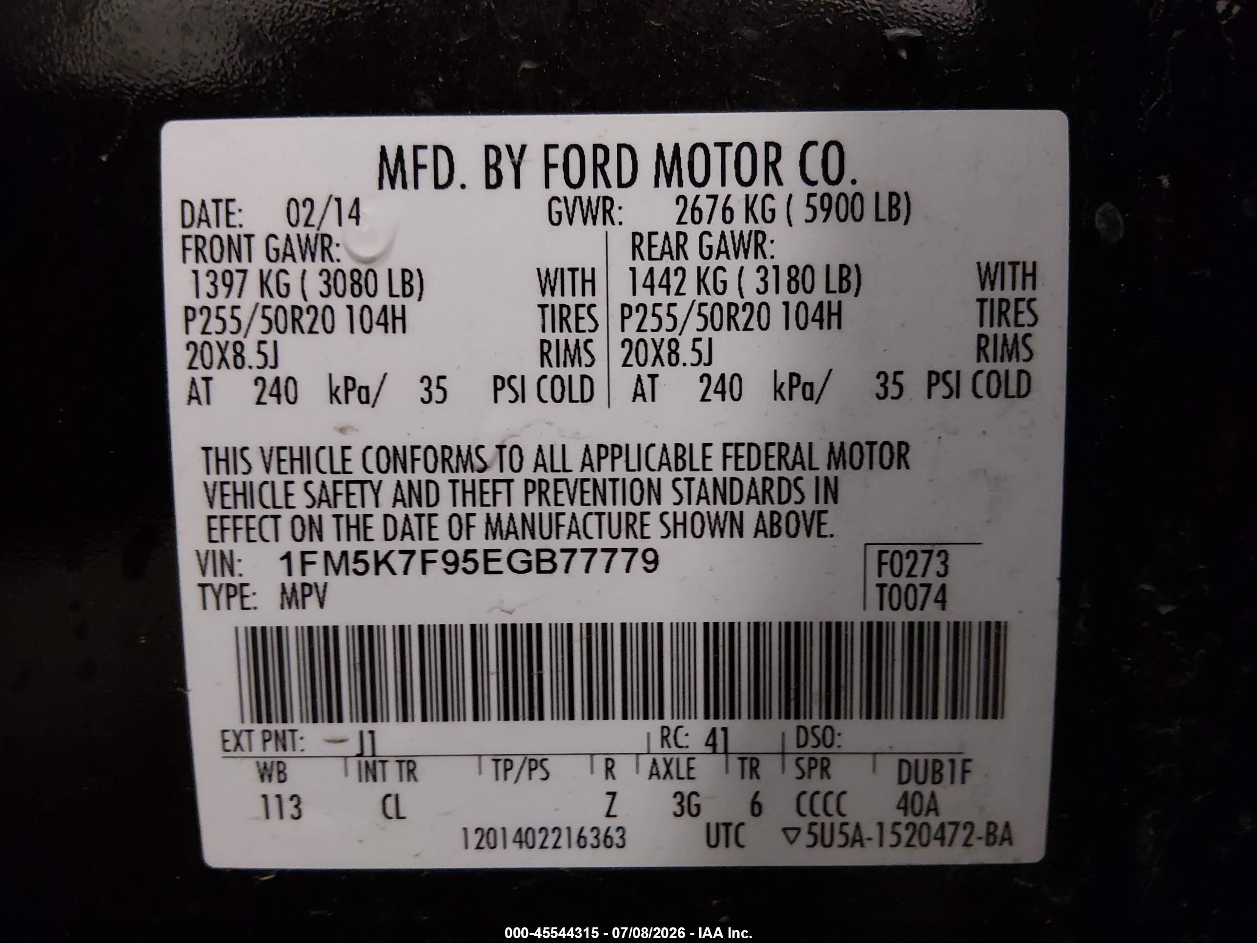 2014 Ford Explorer Limited Black vin: 1FM5K7F95EGB77779