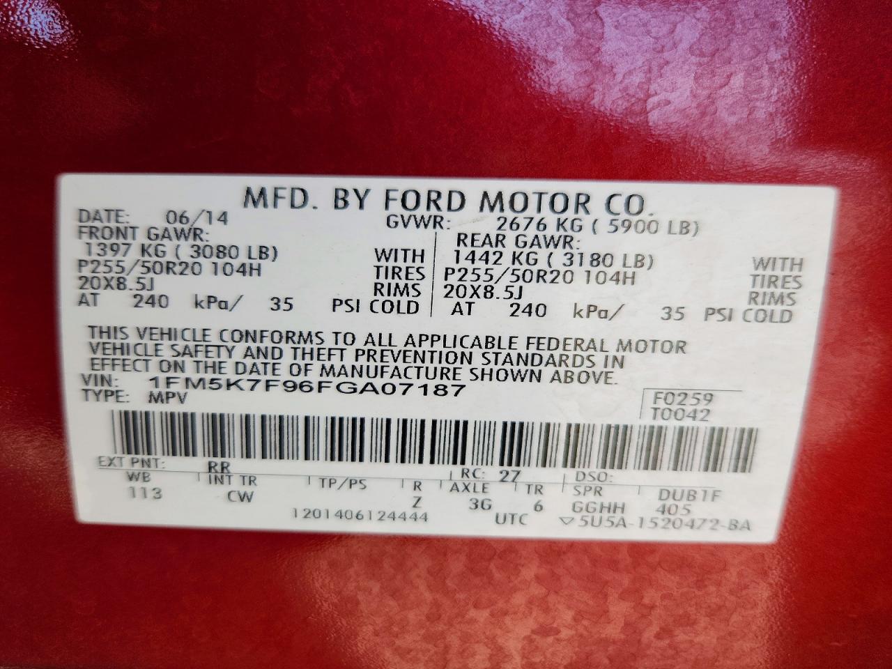 2015 Ford Explorer Limited Red vin: 1FM5K7F96FGA07187
