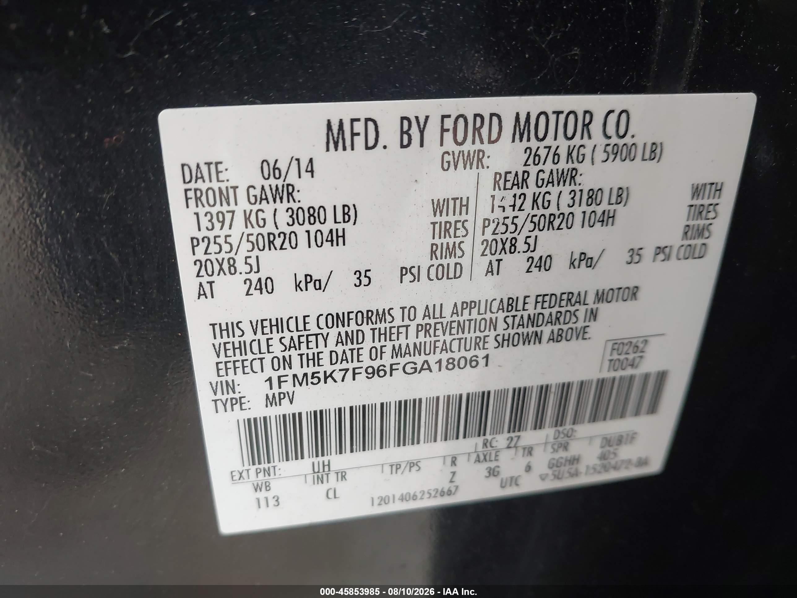 2015 Ford Explorer Limited Black vin: 1FM5K7F96FGA18061