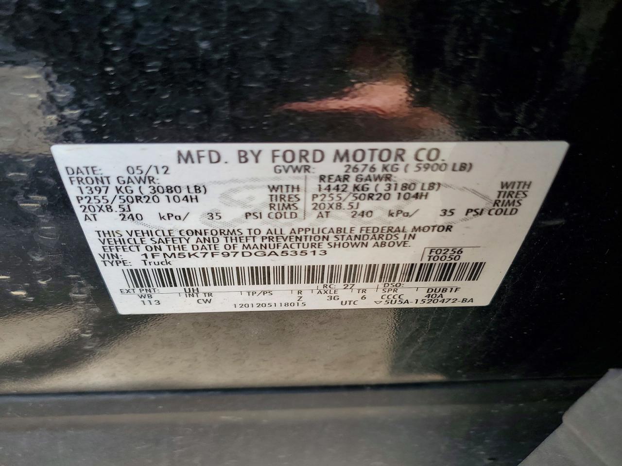 2013 Ford Explorer Limited Black vin: 1FM5K7F97DGA53513