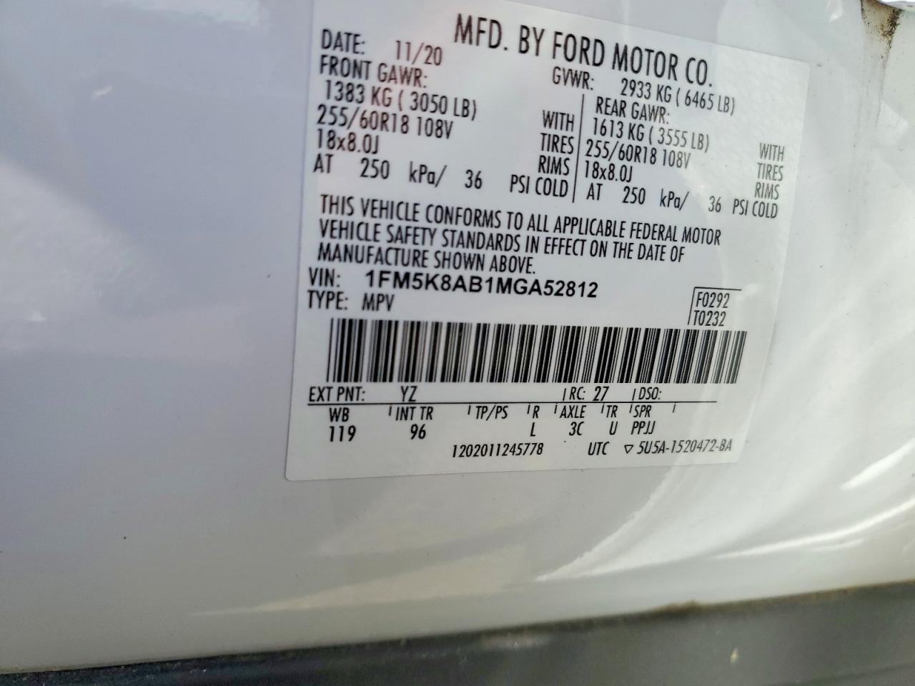 2021 Ford Explorer Police Interceptor White vin: 1FM5K8AB1MGA52812