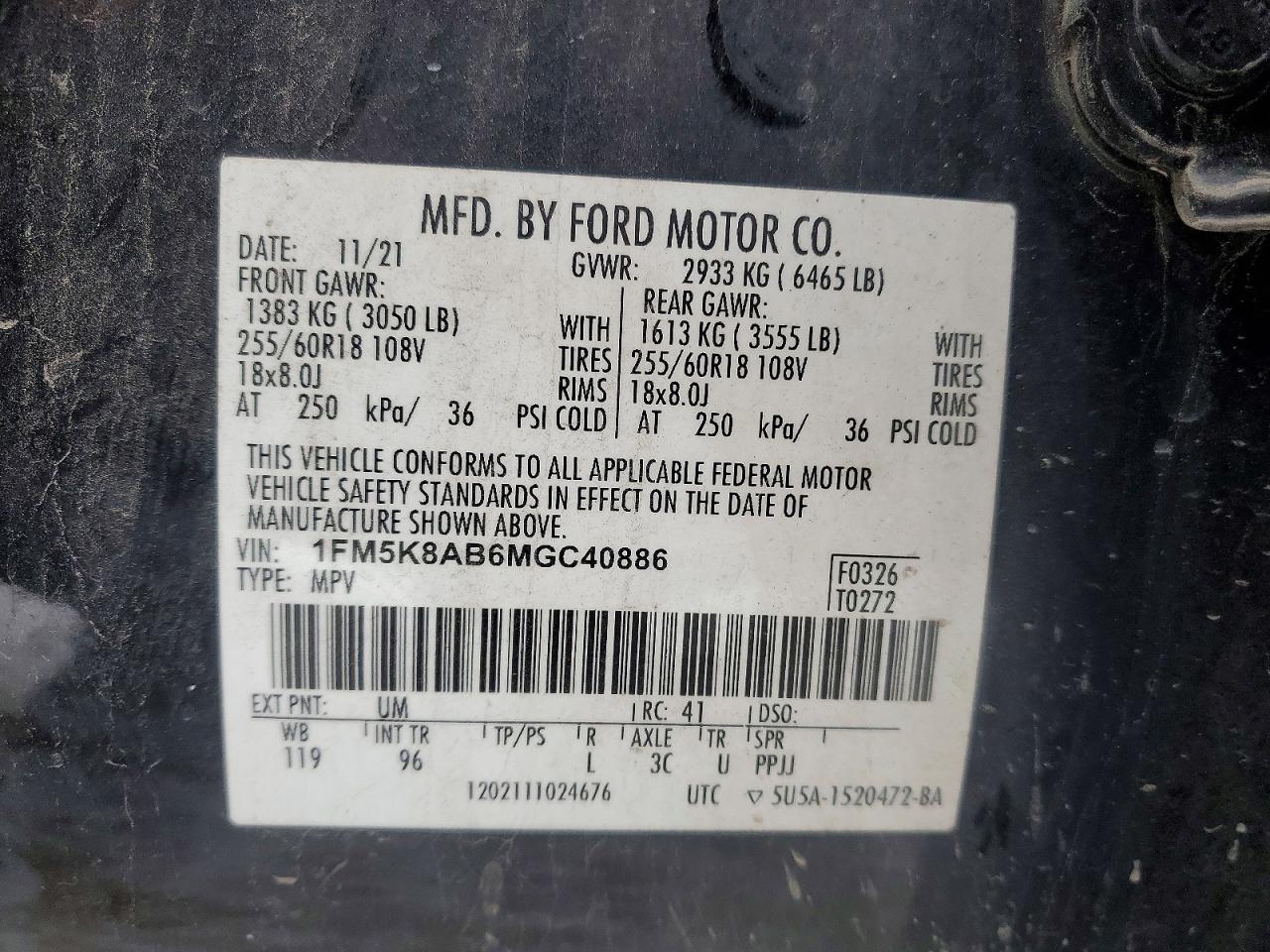 2021 Ford Explorer Police Interceptor Black vin: 1FM5K8AB6MGC40886