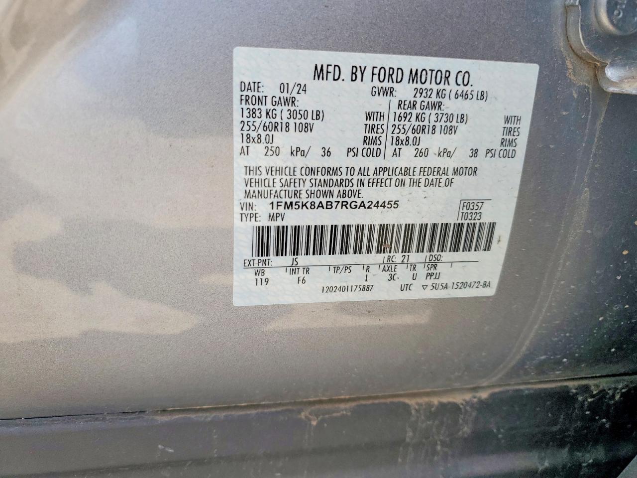 2024 Ford Explorer Police Interceptor Silver vin: 1FM5K8AB7RGA24455