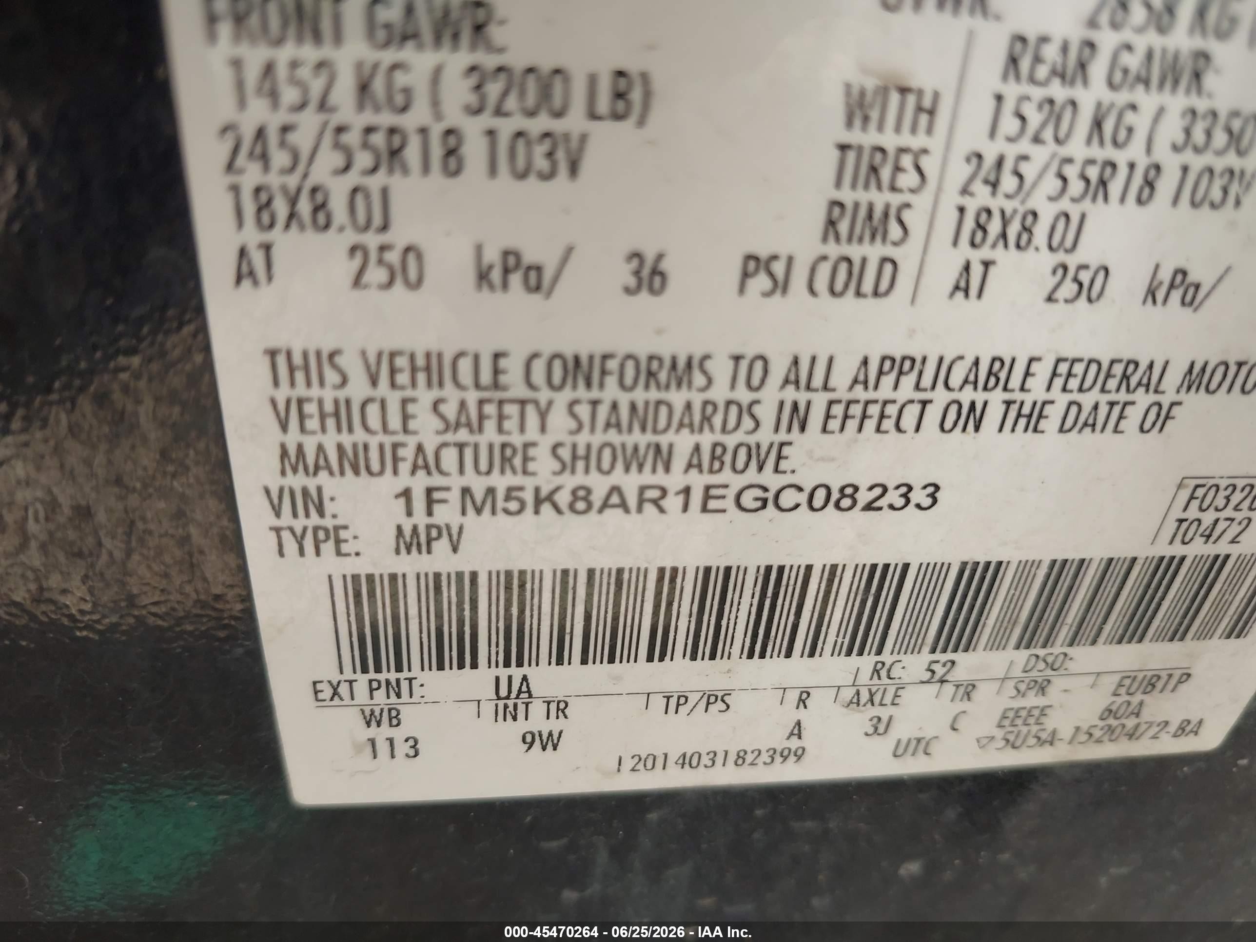 2014 Ford Utility Police Interceptor Black vin: 1FM5K8AR1EGC08233