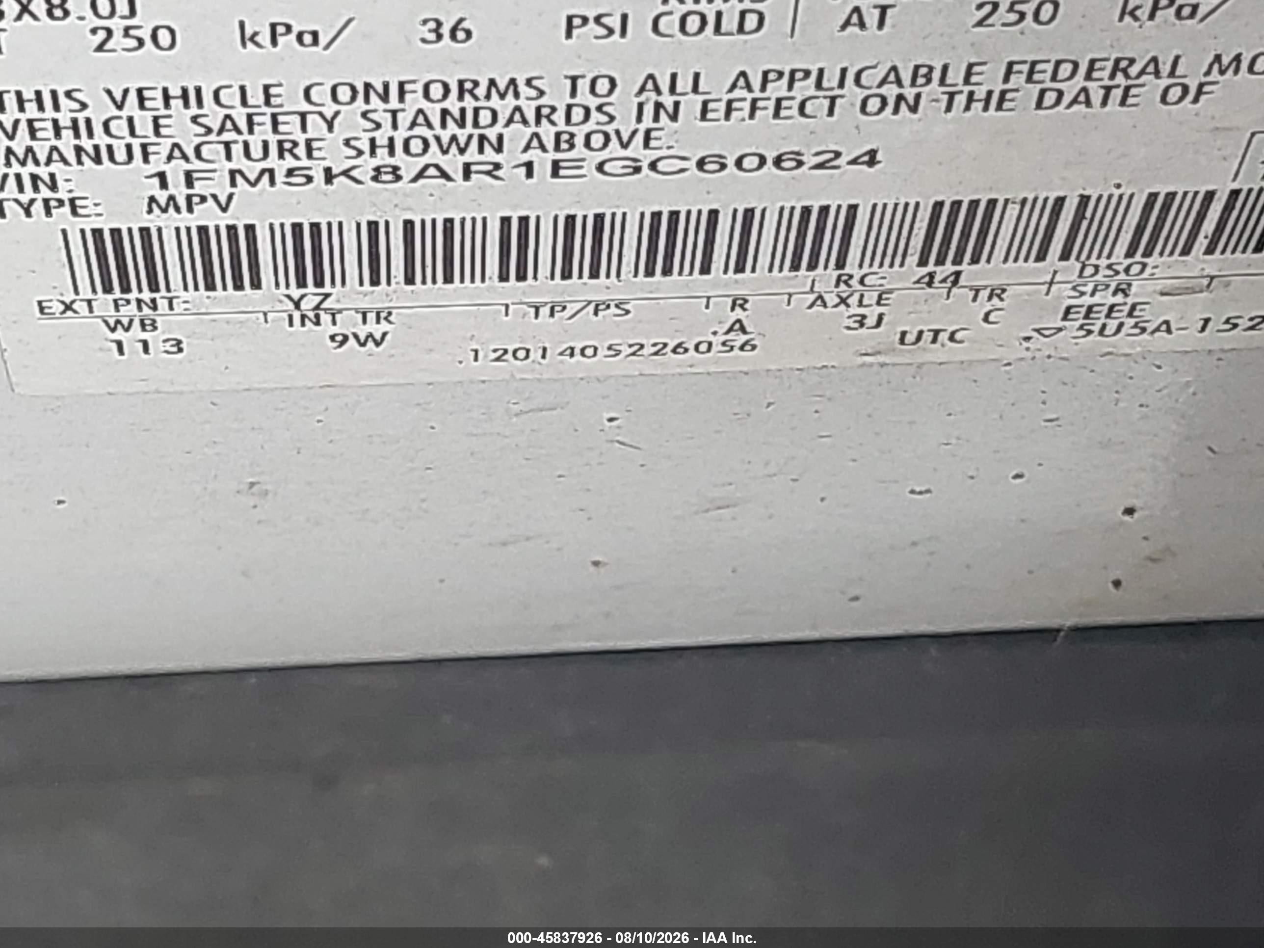 2014 Ford Utility Police Interceptor   White vin: 1FM5K8AR1EGC60624