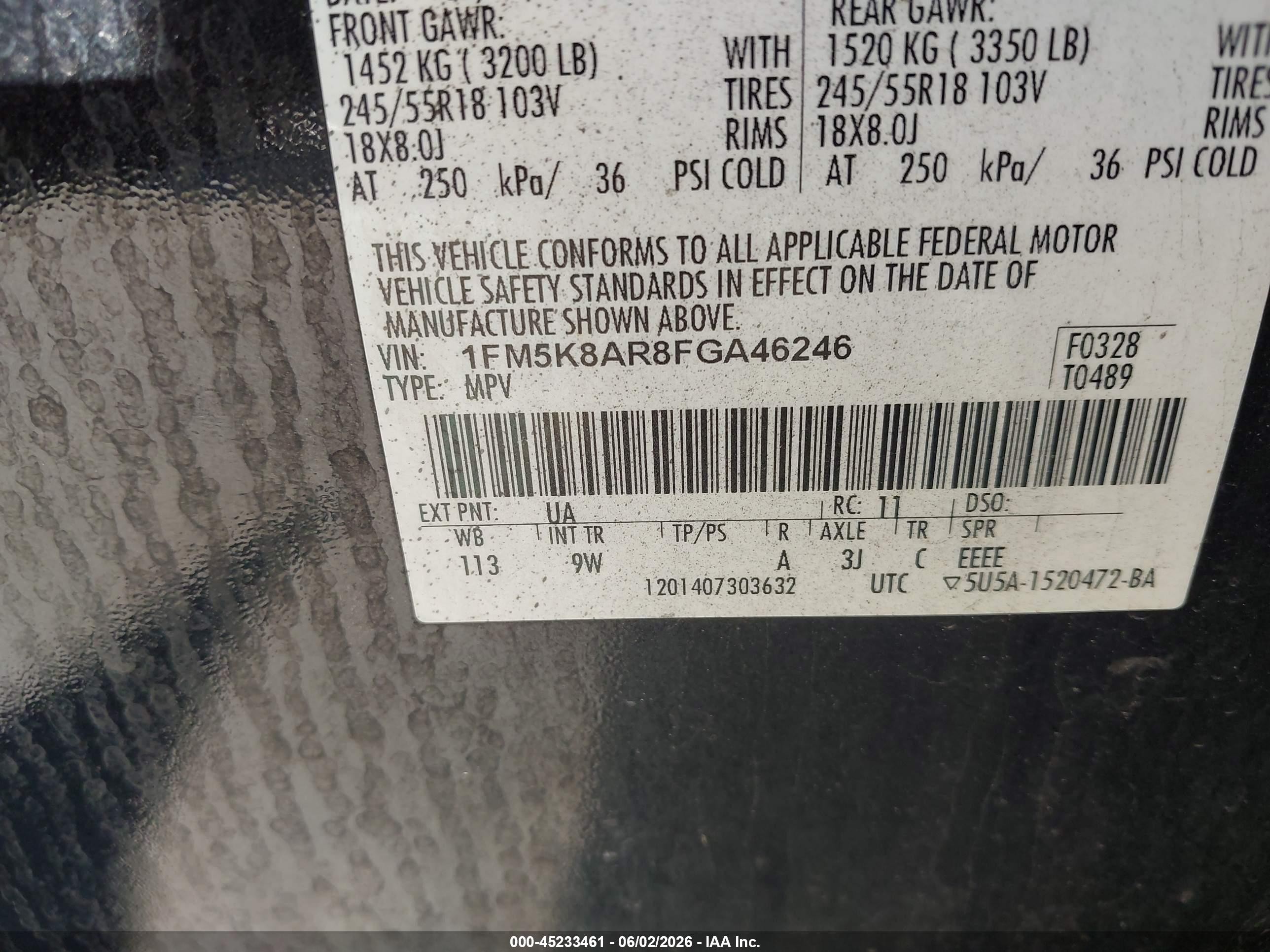 2015 Ford Utility Police Interceptor   Black vin: 1FM5K8AR8FGA46246