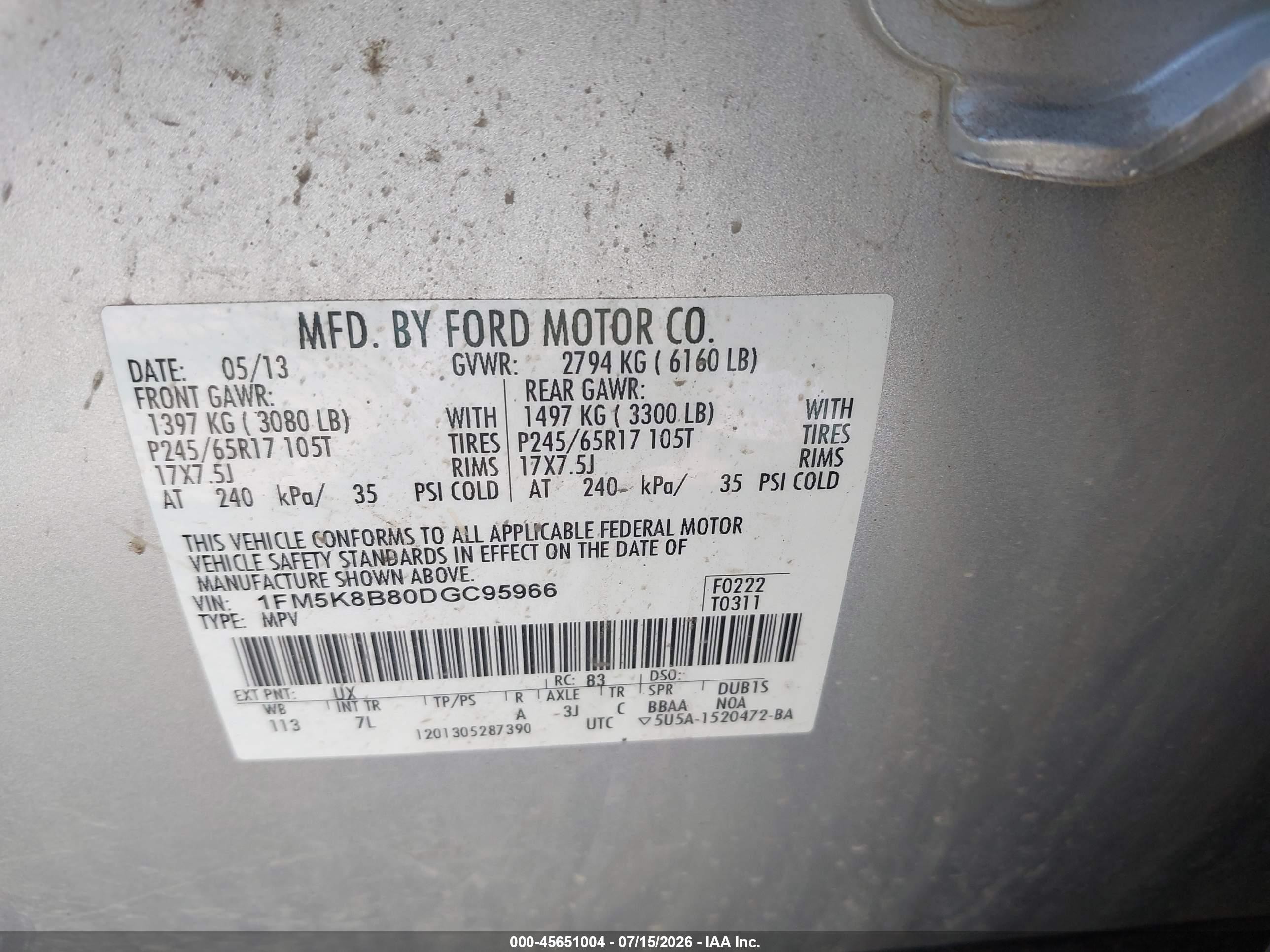 2013 Ford Explorer   Silver vin: 1FM5K8B80DGC95966