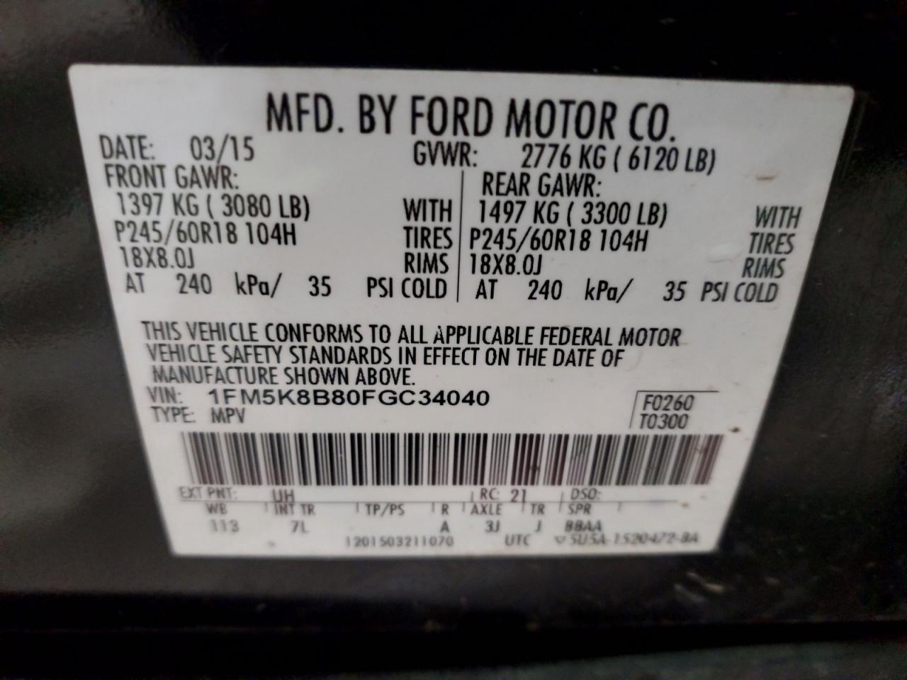 2015 Ford Explorer Black vin: 1FM5K8B80FGC34040