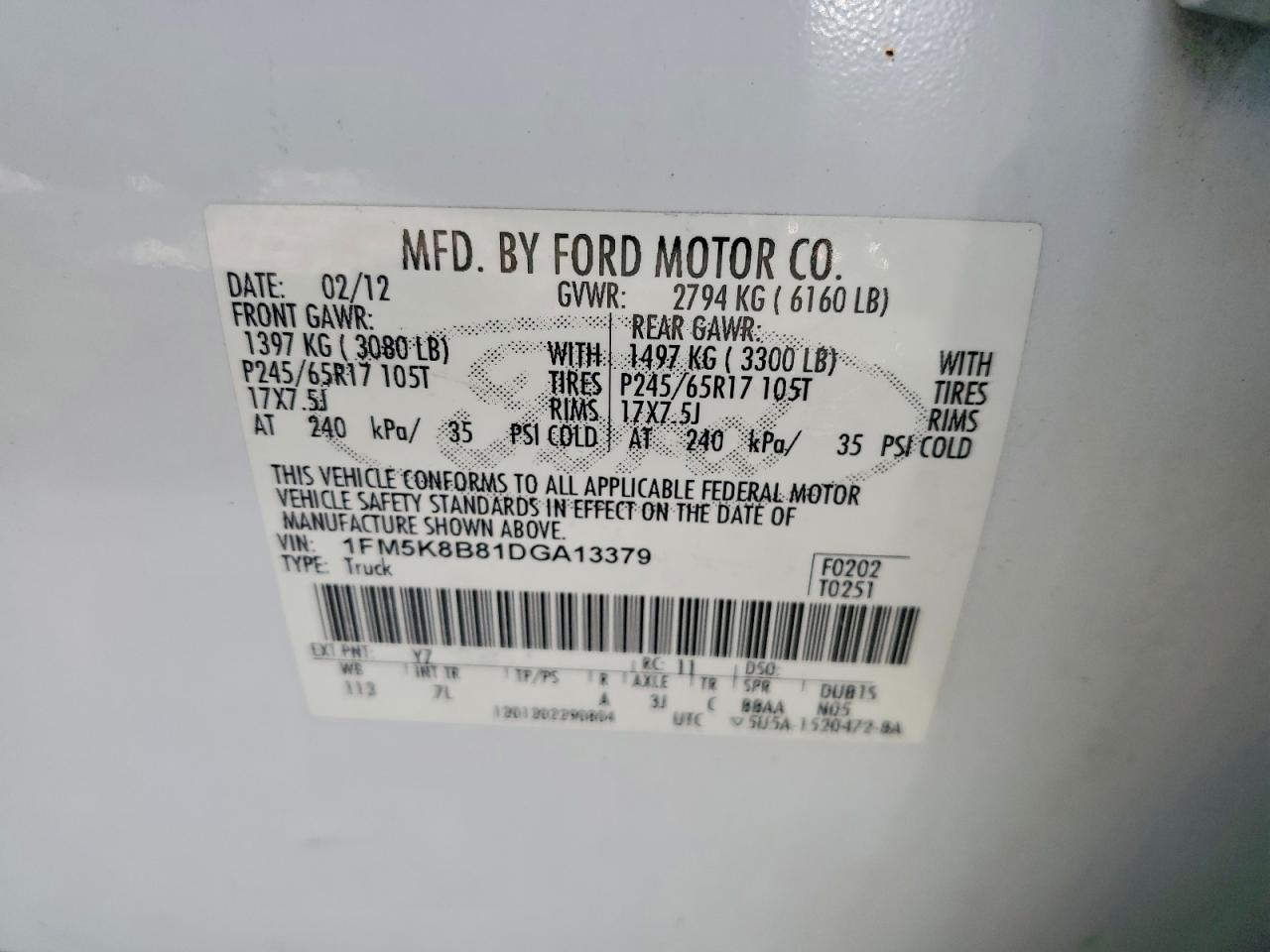 2013 Ford Explorer Two Tone vin: 1FM5K8B81DGA13379