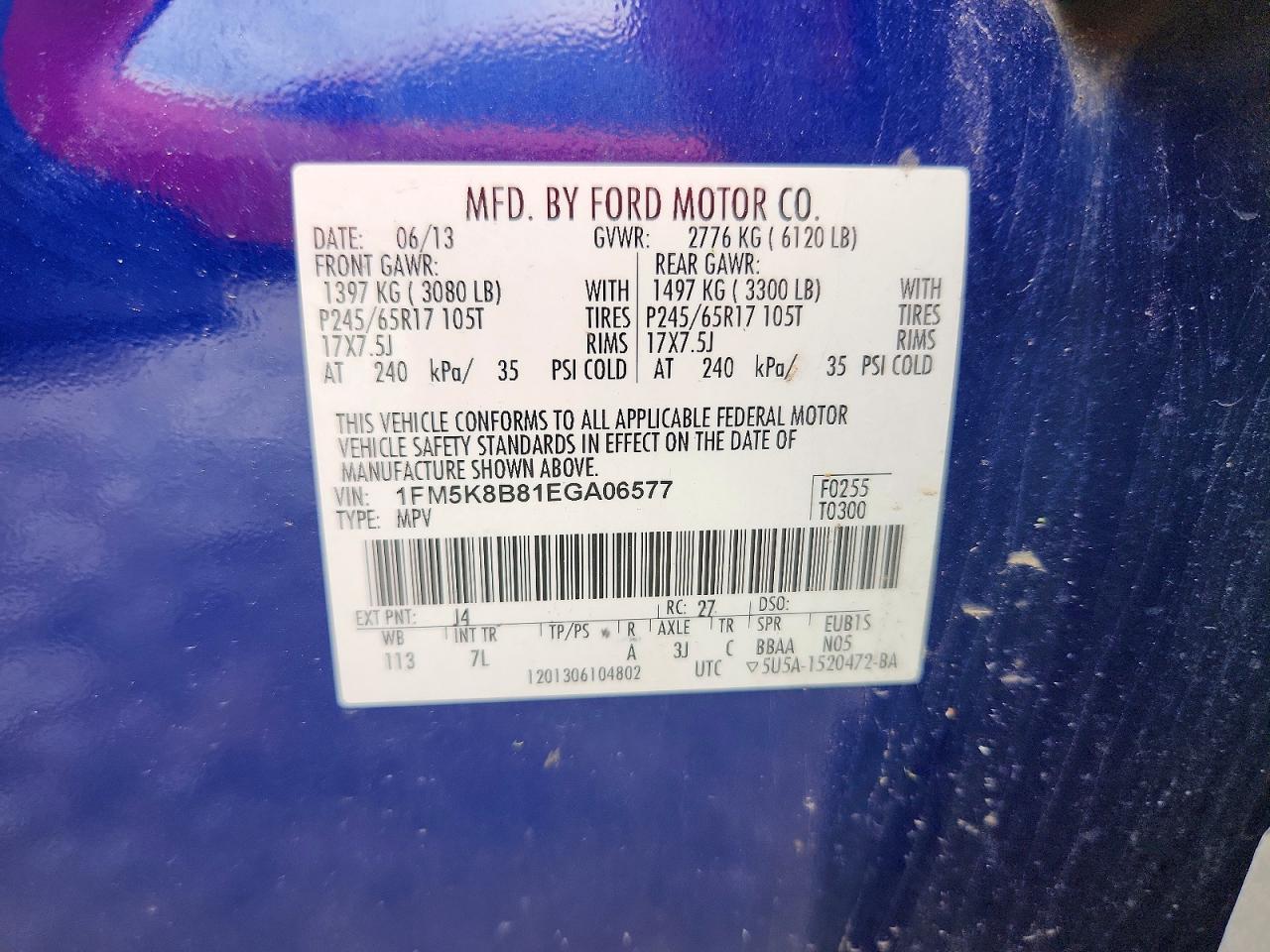 2014 Ford Explorer Blue vin: 1FM5K8B81EGA06577