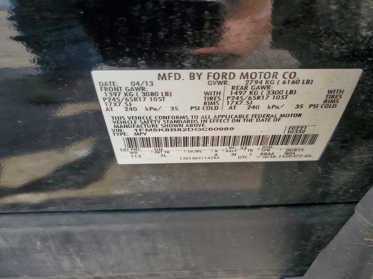 2013 Ford Explorer Black vin: 1FM5K8B82DGC60989