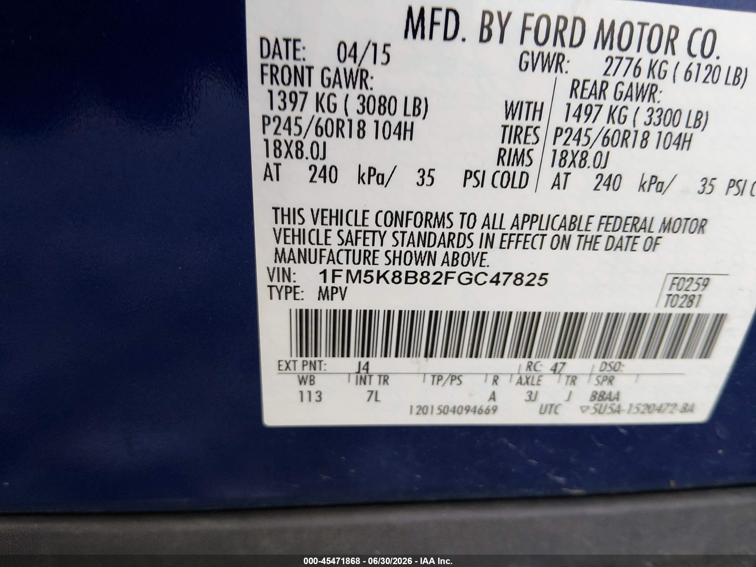 2015 Ford Explorer   Blue vin: 1FM5K8B82FGC47825