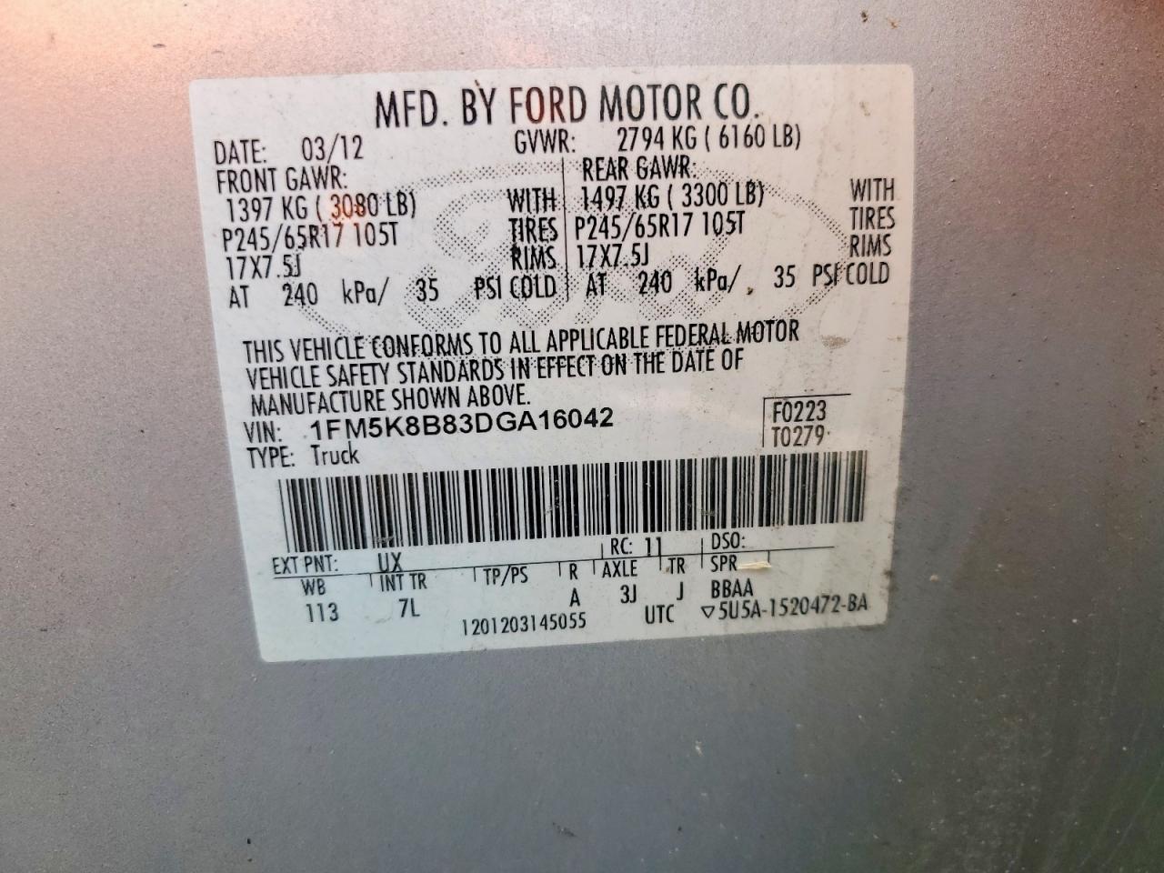2013 Ford Explorer Серебряный vin: 1FM5K8B83DGA16042