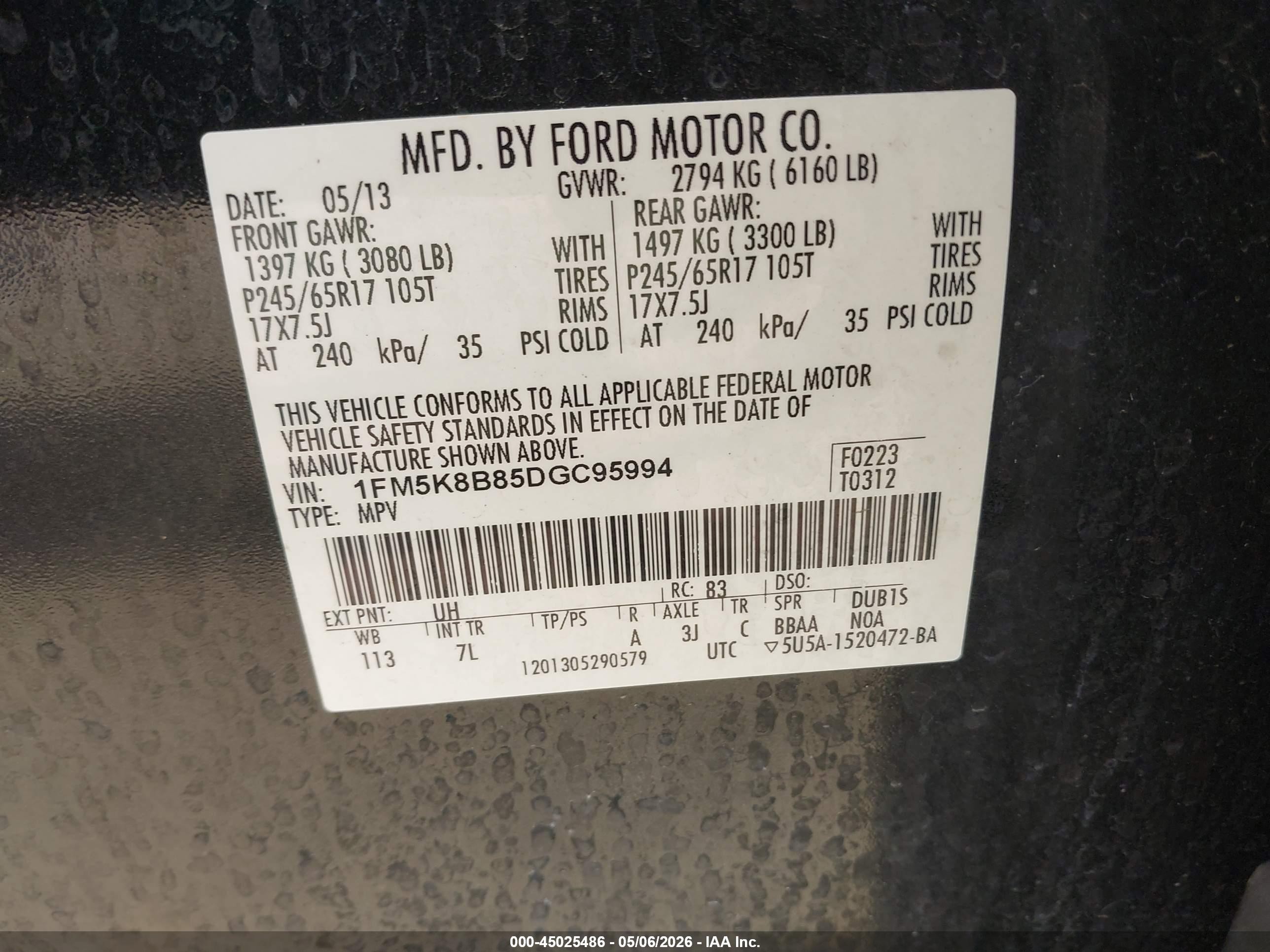 2013 Ford Explorer   Black vin: 1FM5K8B85DGC95994