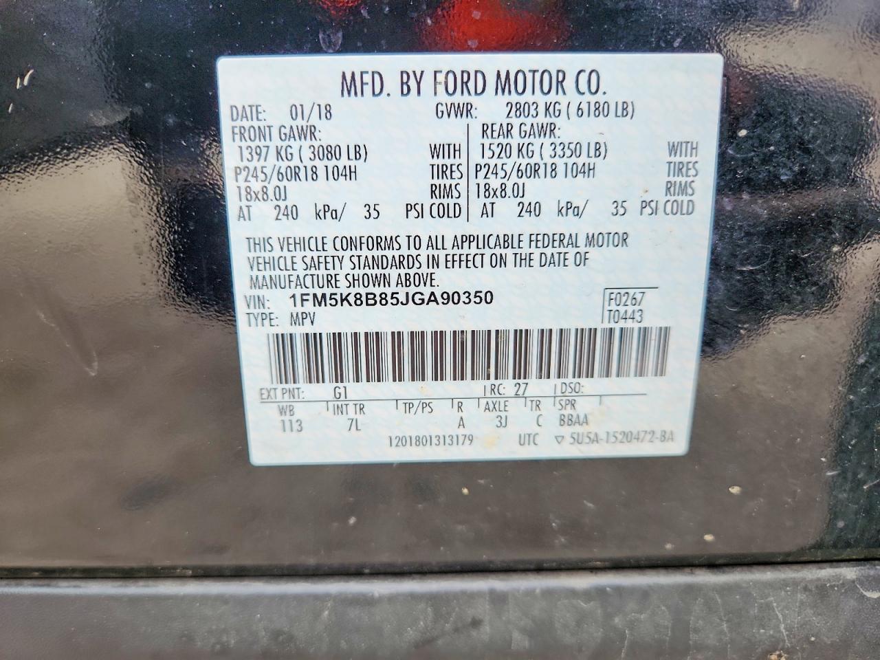 2018 Ford Explorer Black vin: 1FM5K8B85JGA90350