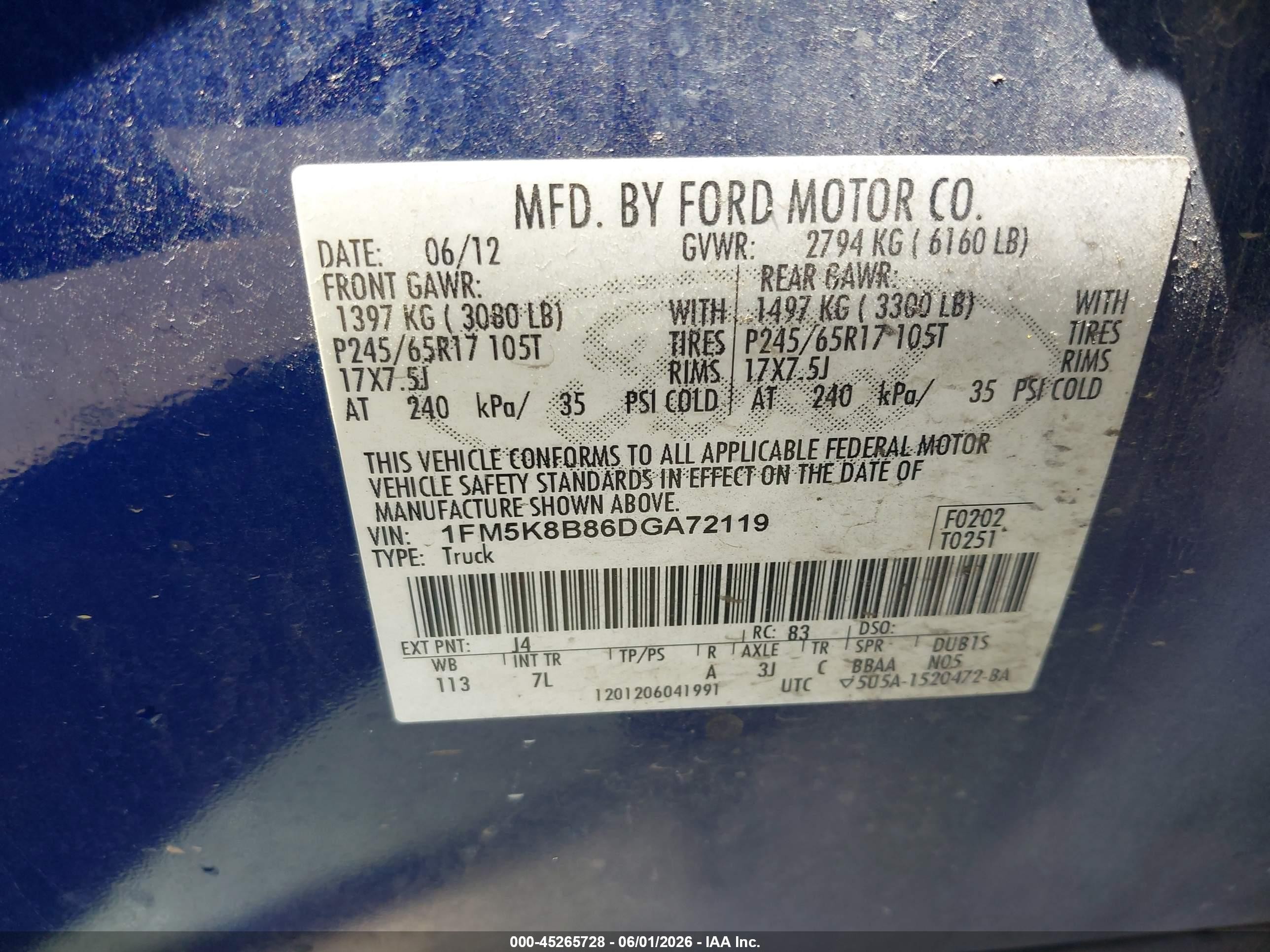 2013 Ford Explorer   Синий vin: 1FM5K8B86DGA72119