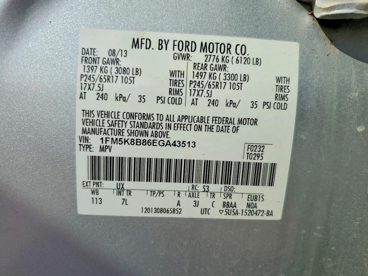 2014 Ford Explorer Silver vin: 1FM5K8B86EGA43513