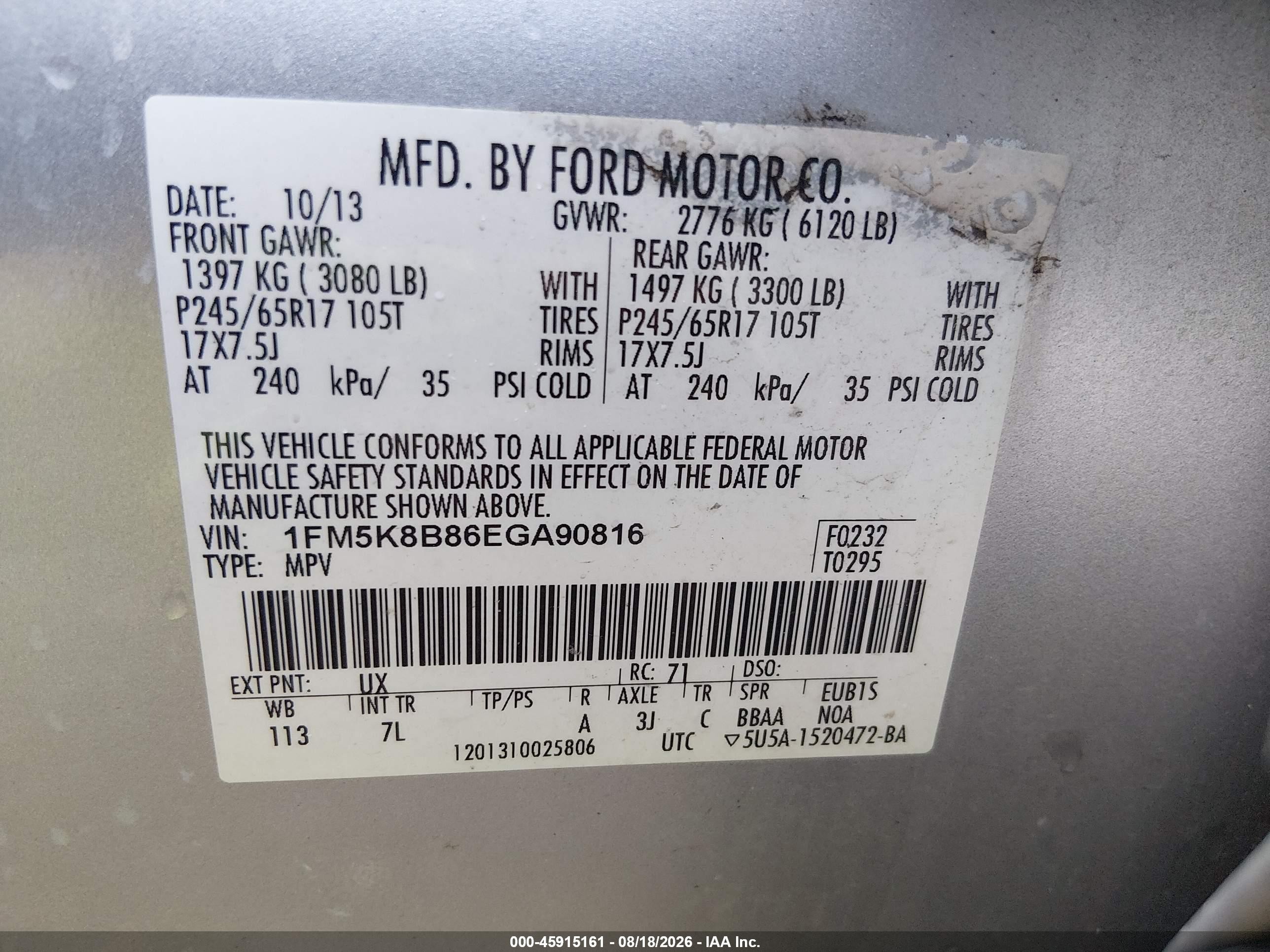 2014 Ford Explorer Silver vin: 1FM5K8B86EGA90816