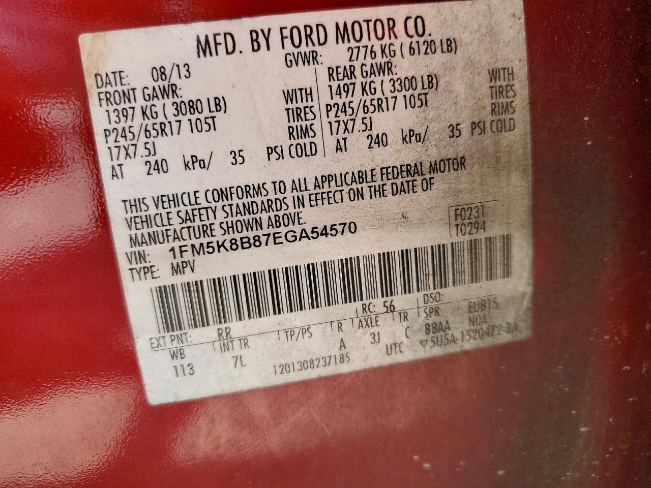 2014 Ford Explorer Maroon vin: 1FM5K8B87EGA54570