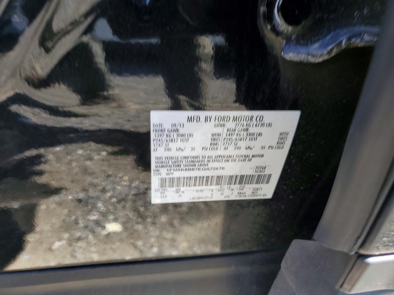 2014 Ford Explorer Black vin: 1FM5K8B87EGA75676