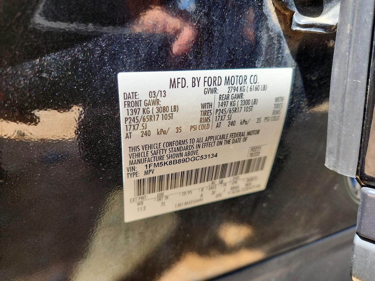 2013 Ford Explorer Black vin: 1FM5K8B89DGC53134