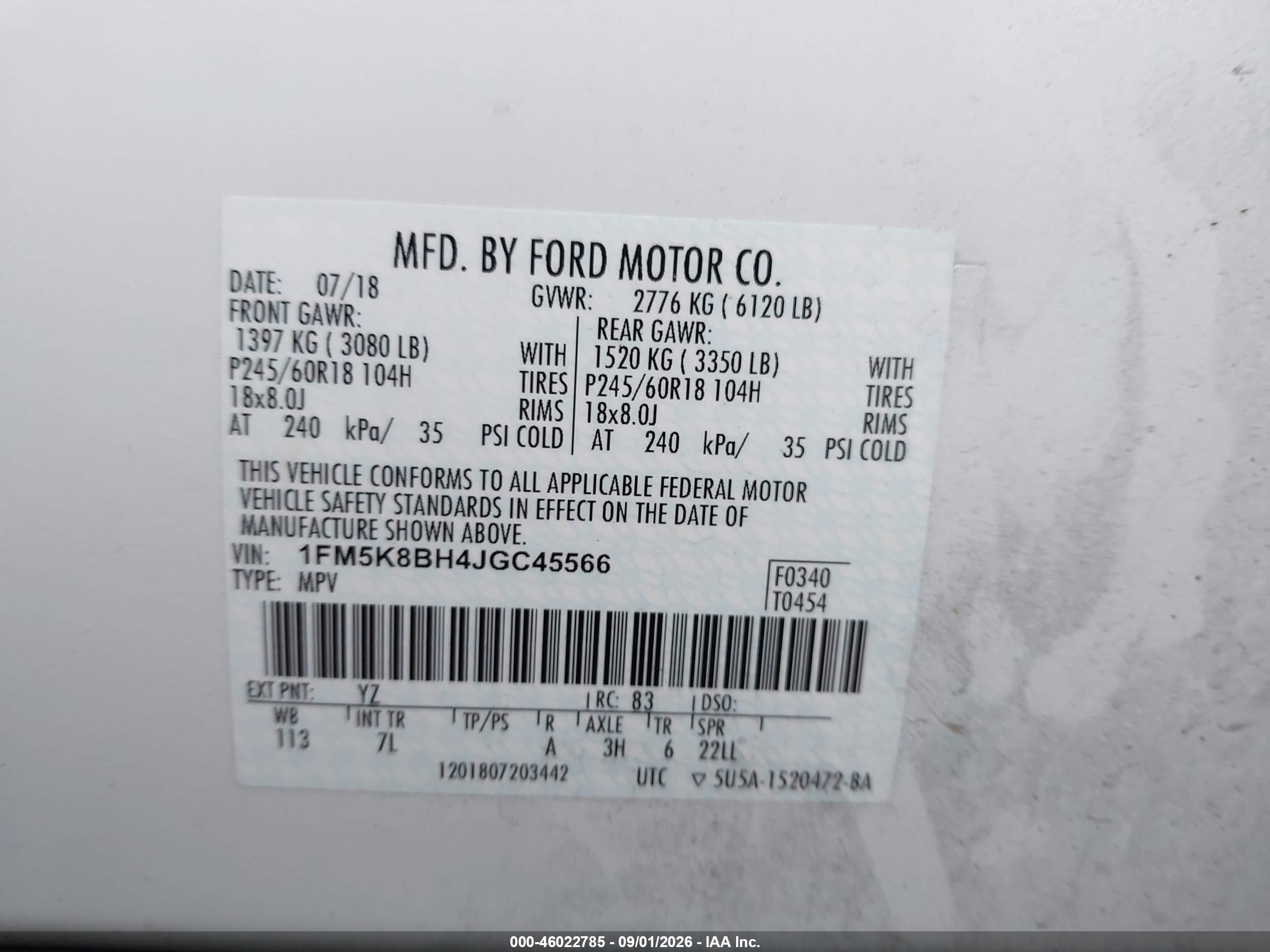 2018 Ford Explorer   White vin: 1FM5K8BH4JGC45566