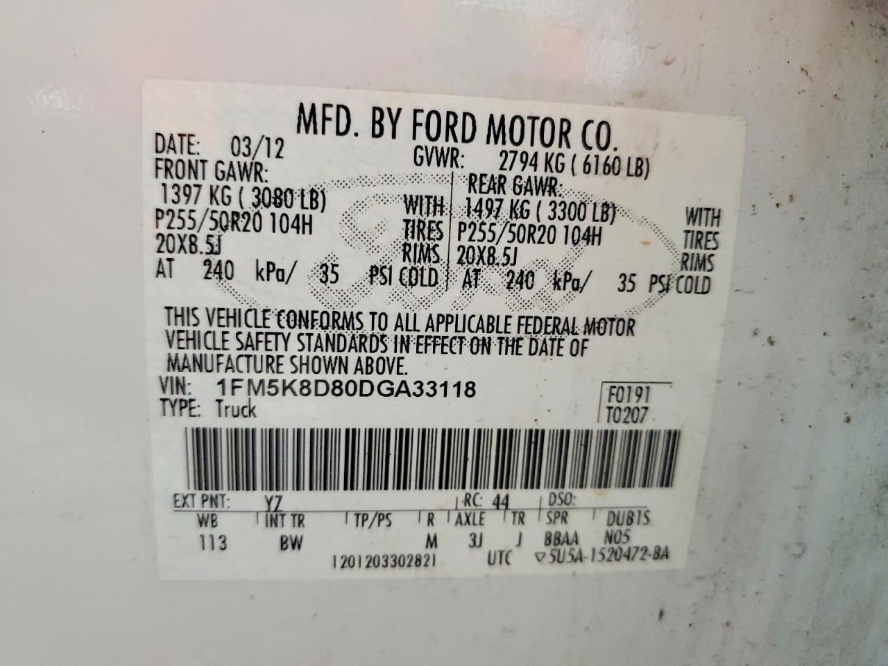 2013 Ford Explorer Xlt White vin: 1FM5K8D80DGA33118
