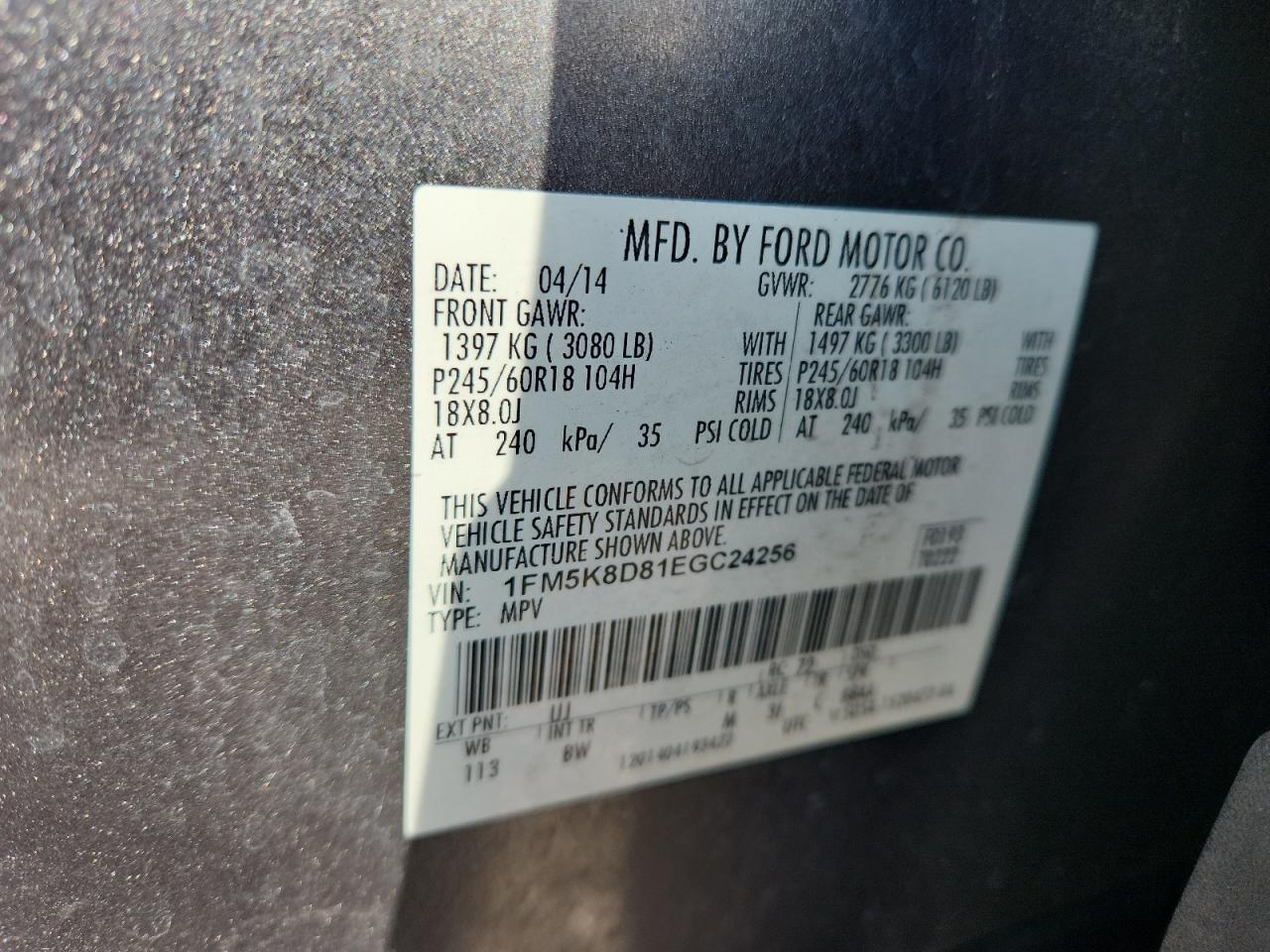 2014 Ford Explorer Xlt Gray vin: 1FM5K8D81EGC24256