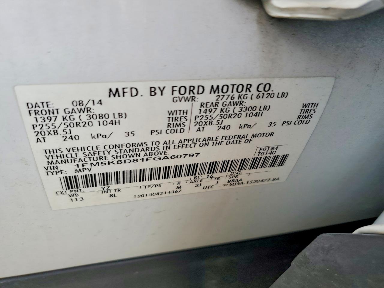 2015 Ford Explorer Xlt White vin: 1FM5K8D81FGA60797