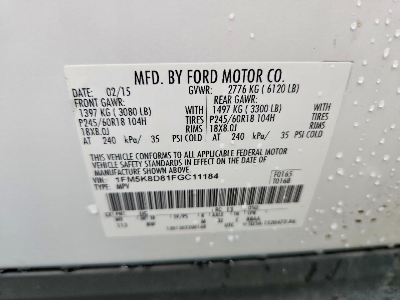 2015 Ford Explorer Xlt White vin: 1FM5K8D81FGC11184