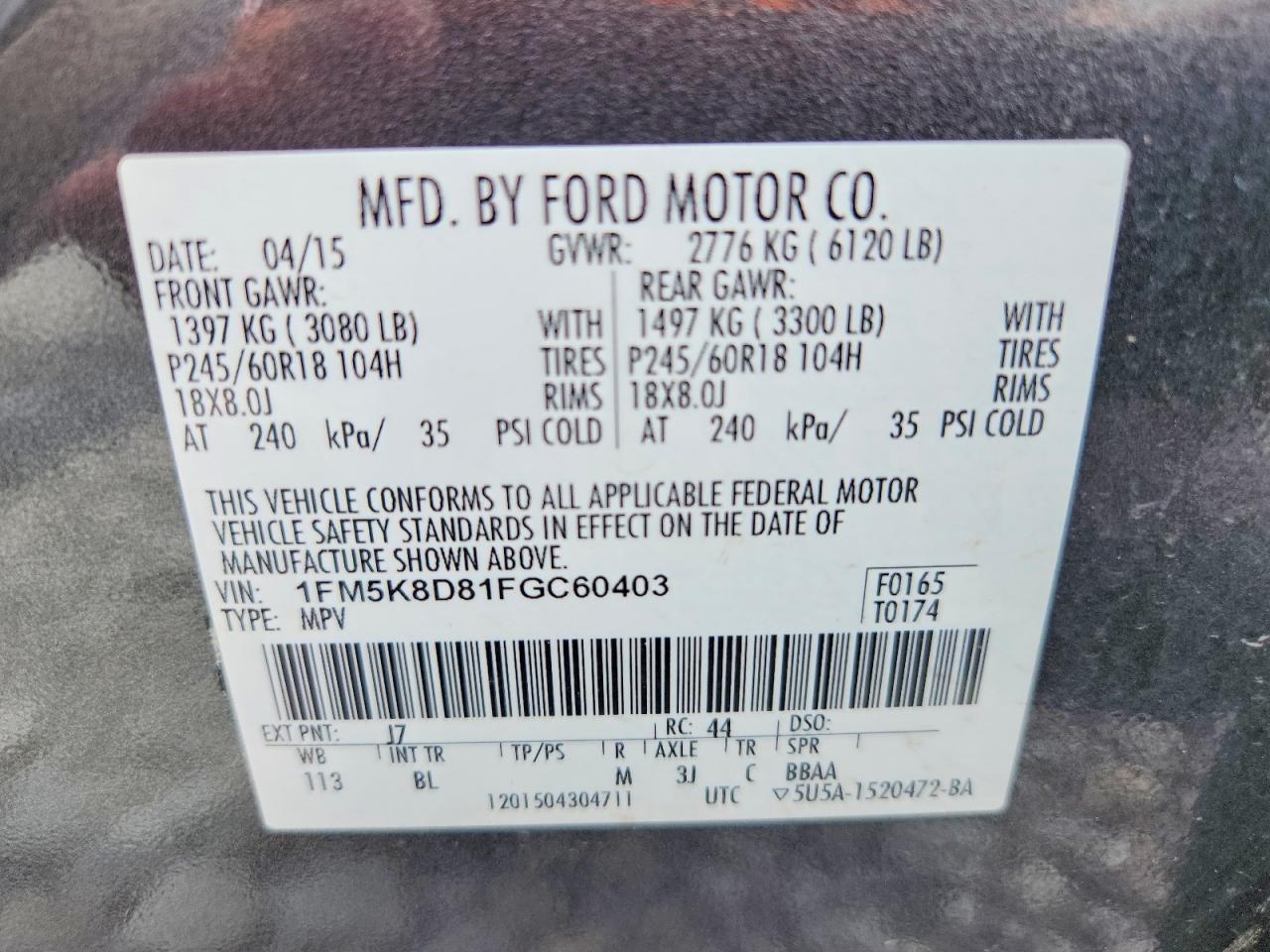 2015 Ford Explorer Xlt Gray vin: 1FM5K8D81FGC60403