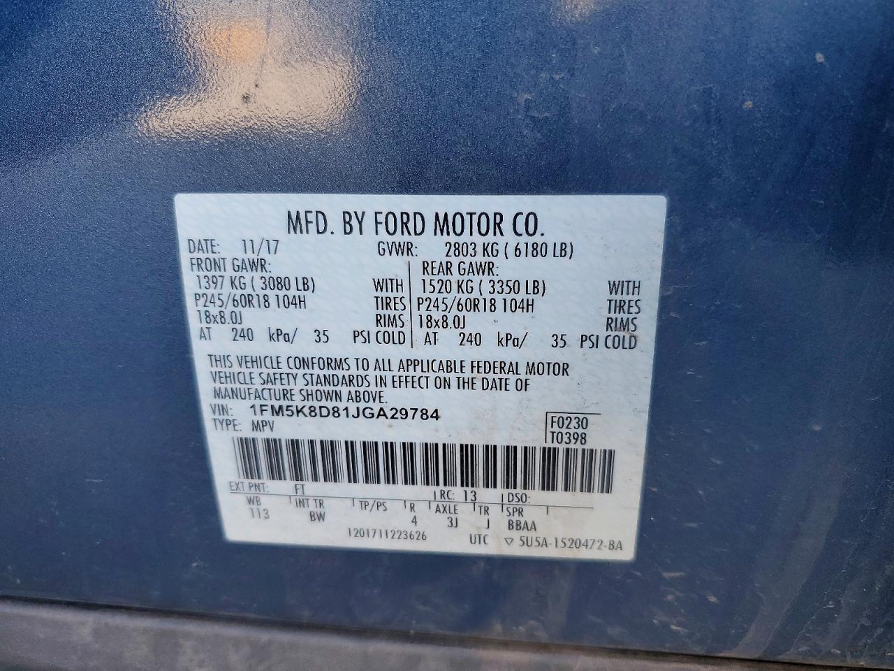 2018 Ford Explorer Xlt Blue vin: 1FM5K8D81JGA29784