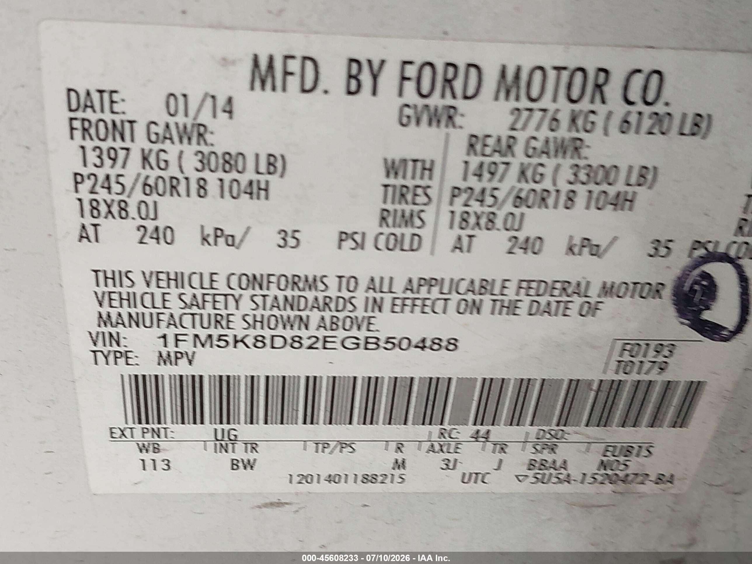 2014 Ford Explorer Xlt White vin: 1FM5K8D82EGB50488