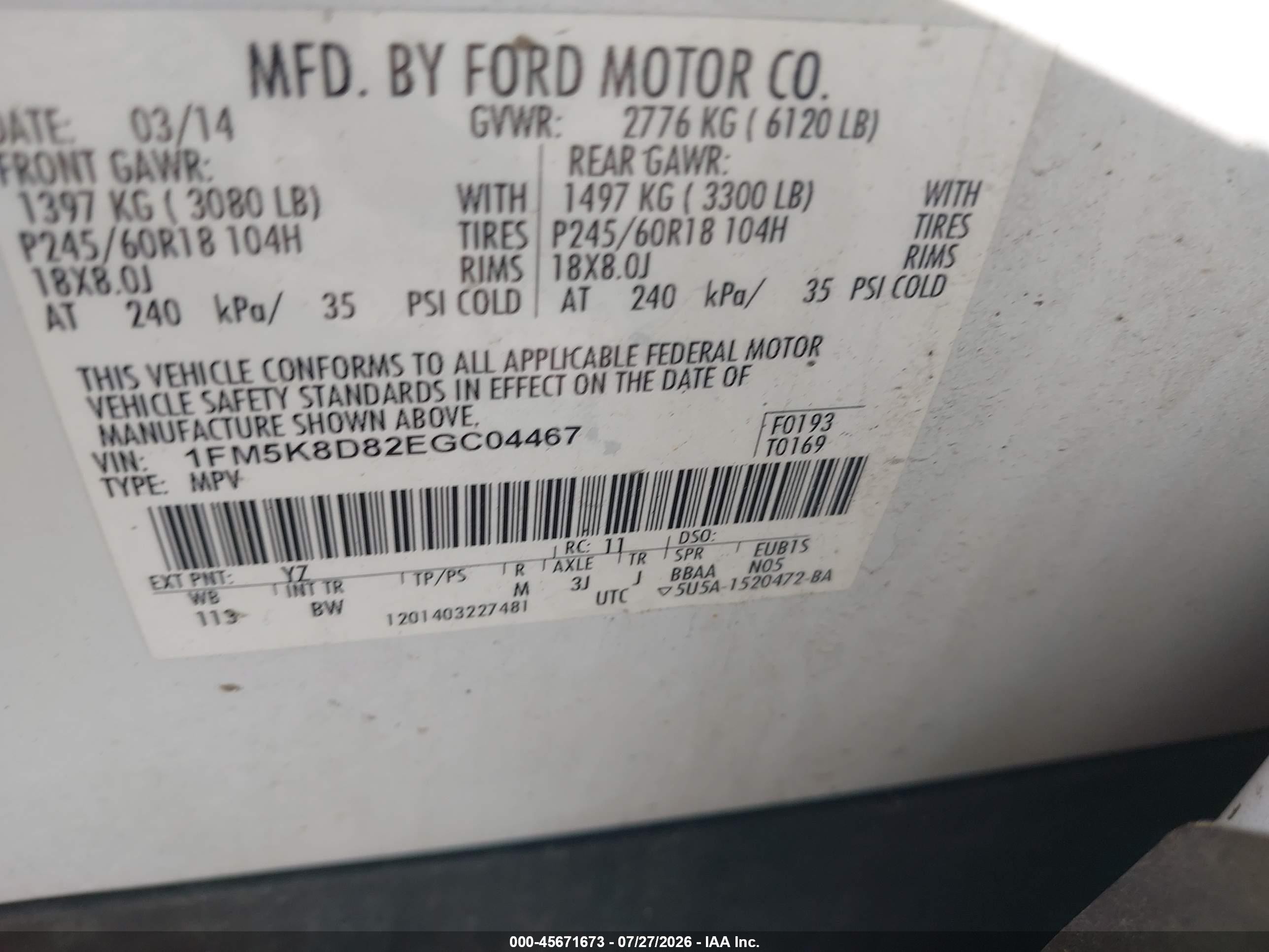 2014 Ford Explorer Xlt White vin: 1FM5K8D82EGC04467