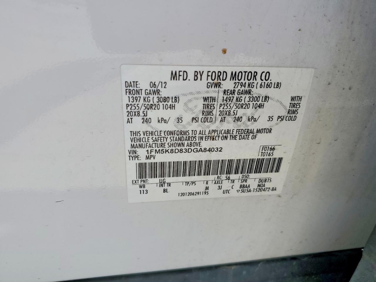 2013 Ford Explorer Xlt White vin: 1FM5K8D83DGA84032