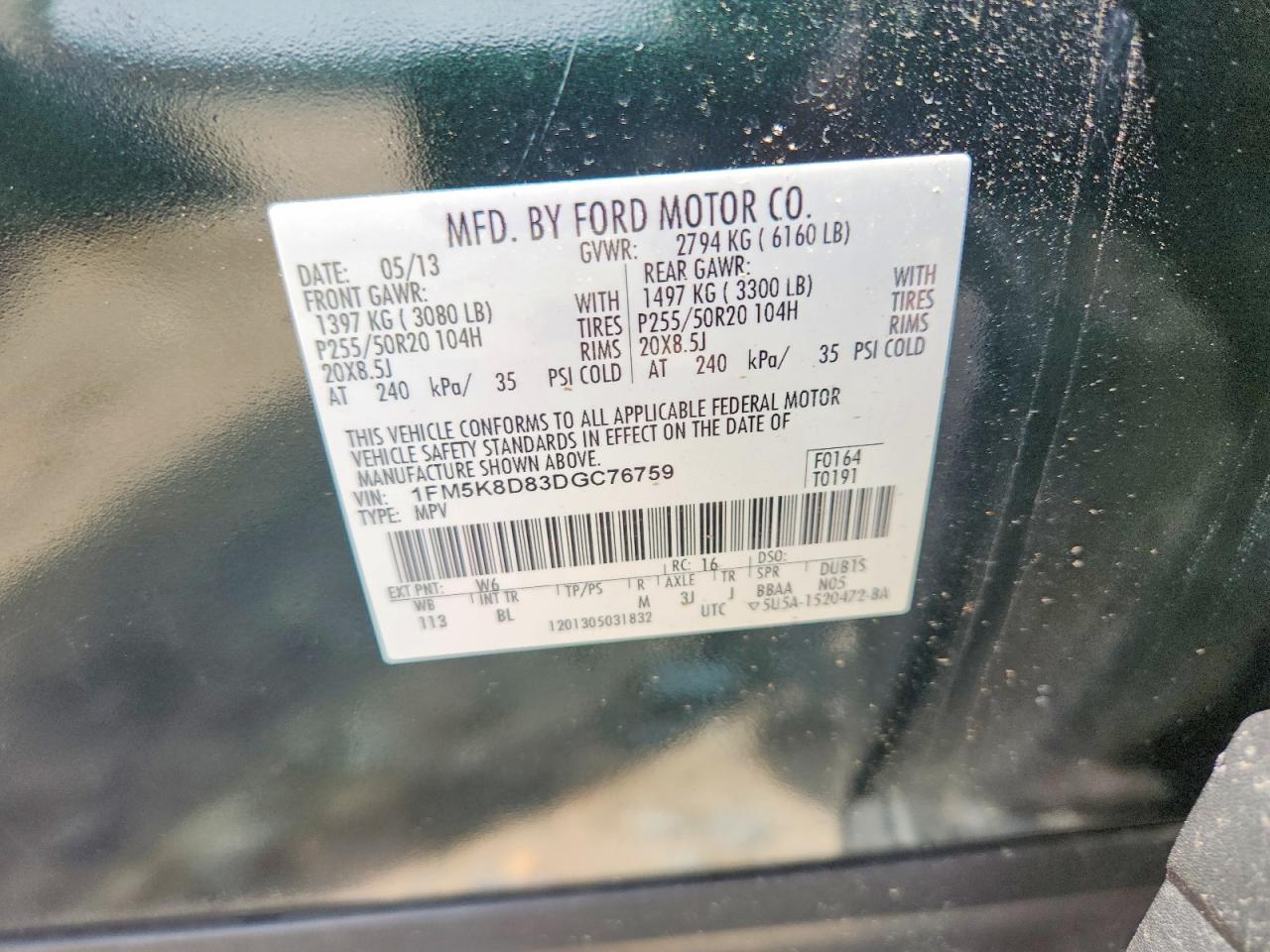 2013 Ford Explorer Xlt Green vin: 1FM5K8D83DGC76759