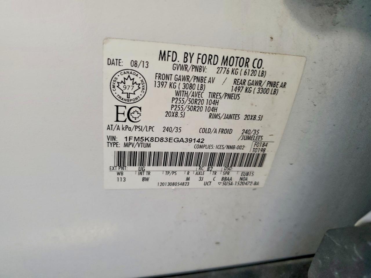 2014 Ford Explorer Xlt Белый vin: 1FM5K8D83EGA39142