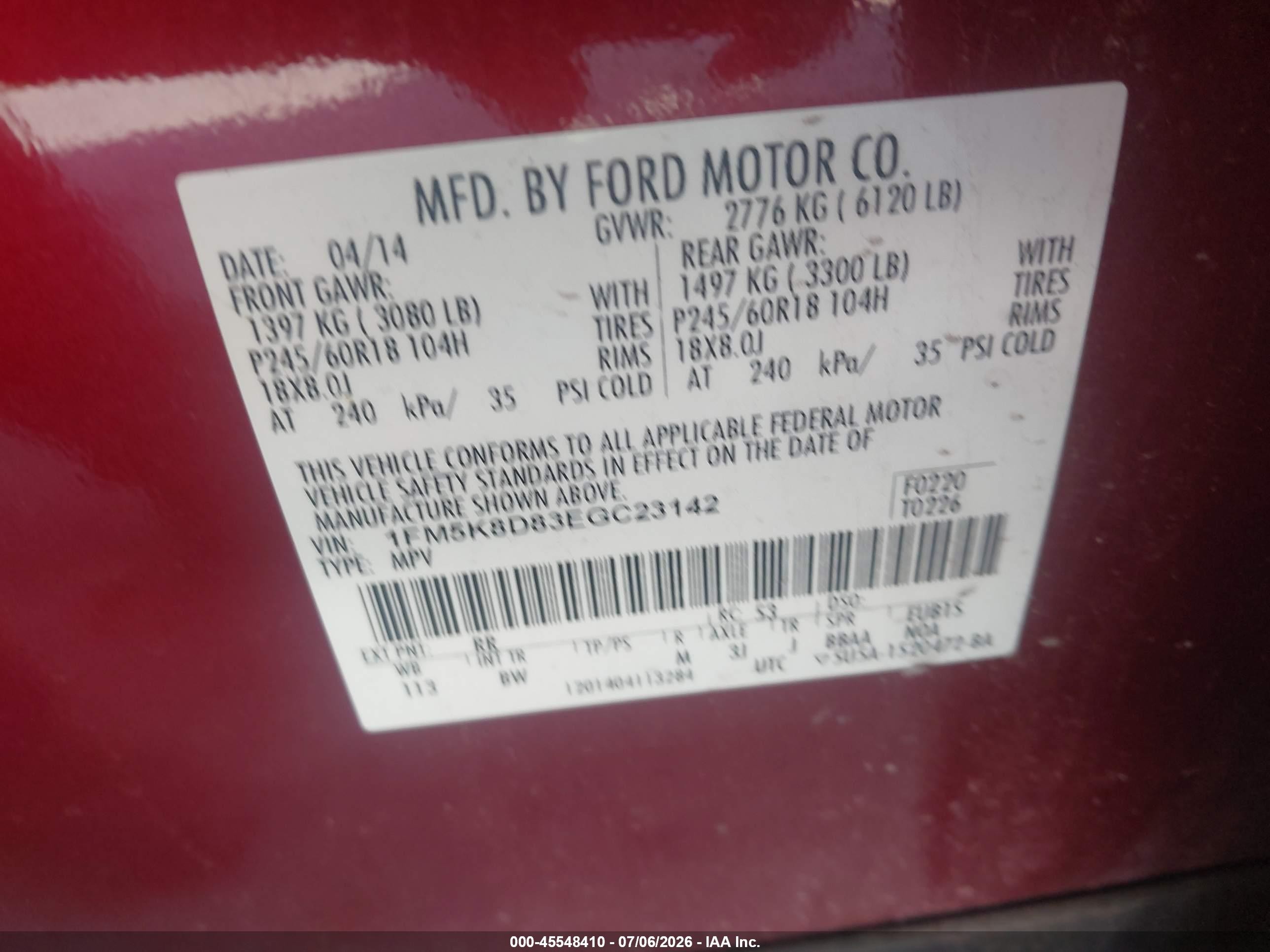 2014 Ford Explorer Xlt Red vin: 1FM5K8D83EGC23142