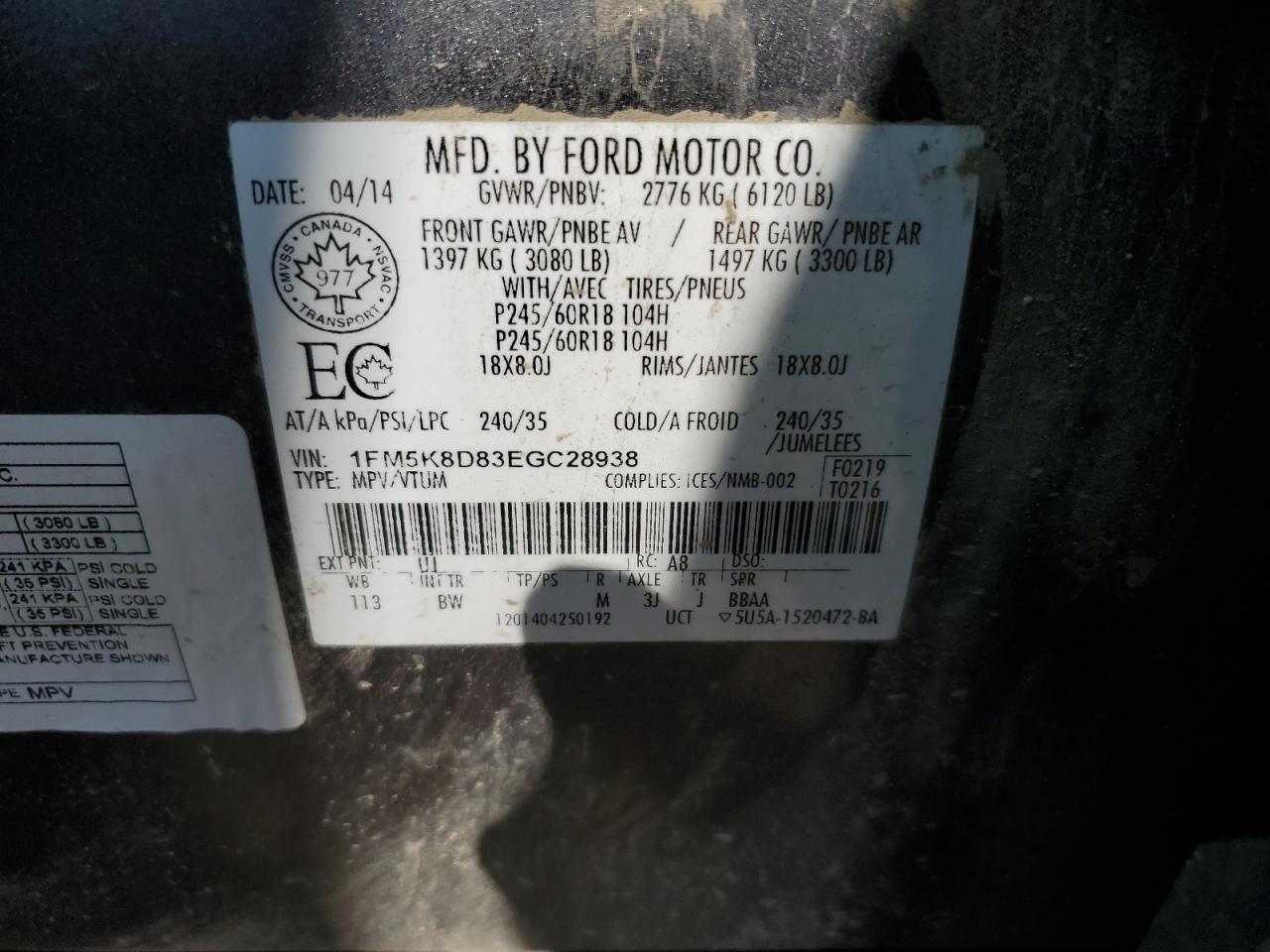 2014 Ford Explorer Xlt Charcoal vin: 1FM5K8D83EGC28938