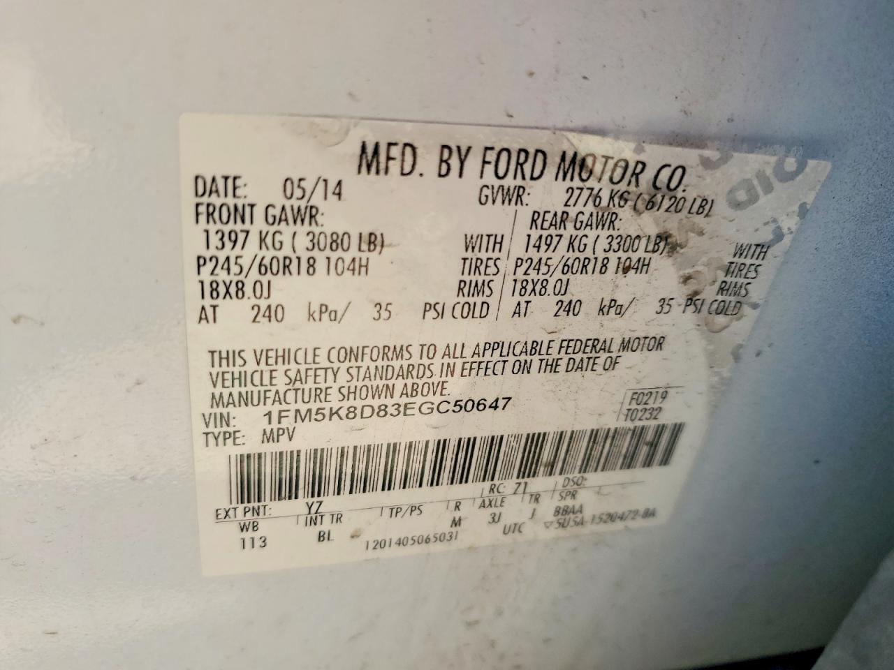 2014 Ford Explorer Xlt White vin: 1FM5K8D83EGC50647