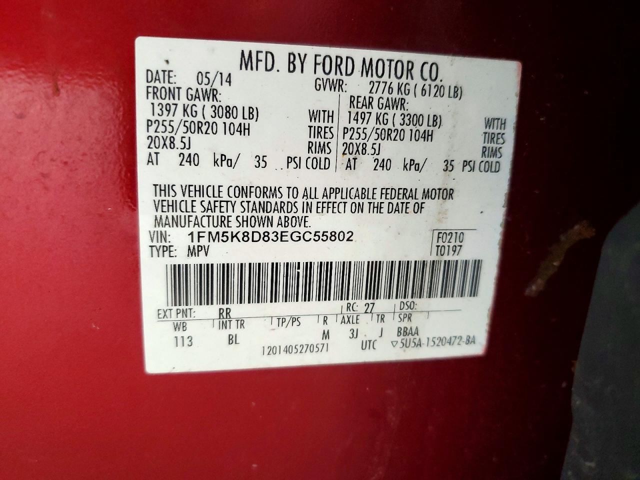 2014 Ford Explorer Xlt Red vin: 1FM5K8D83EGC55802