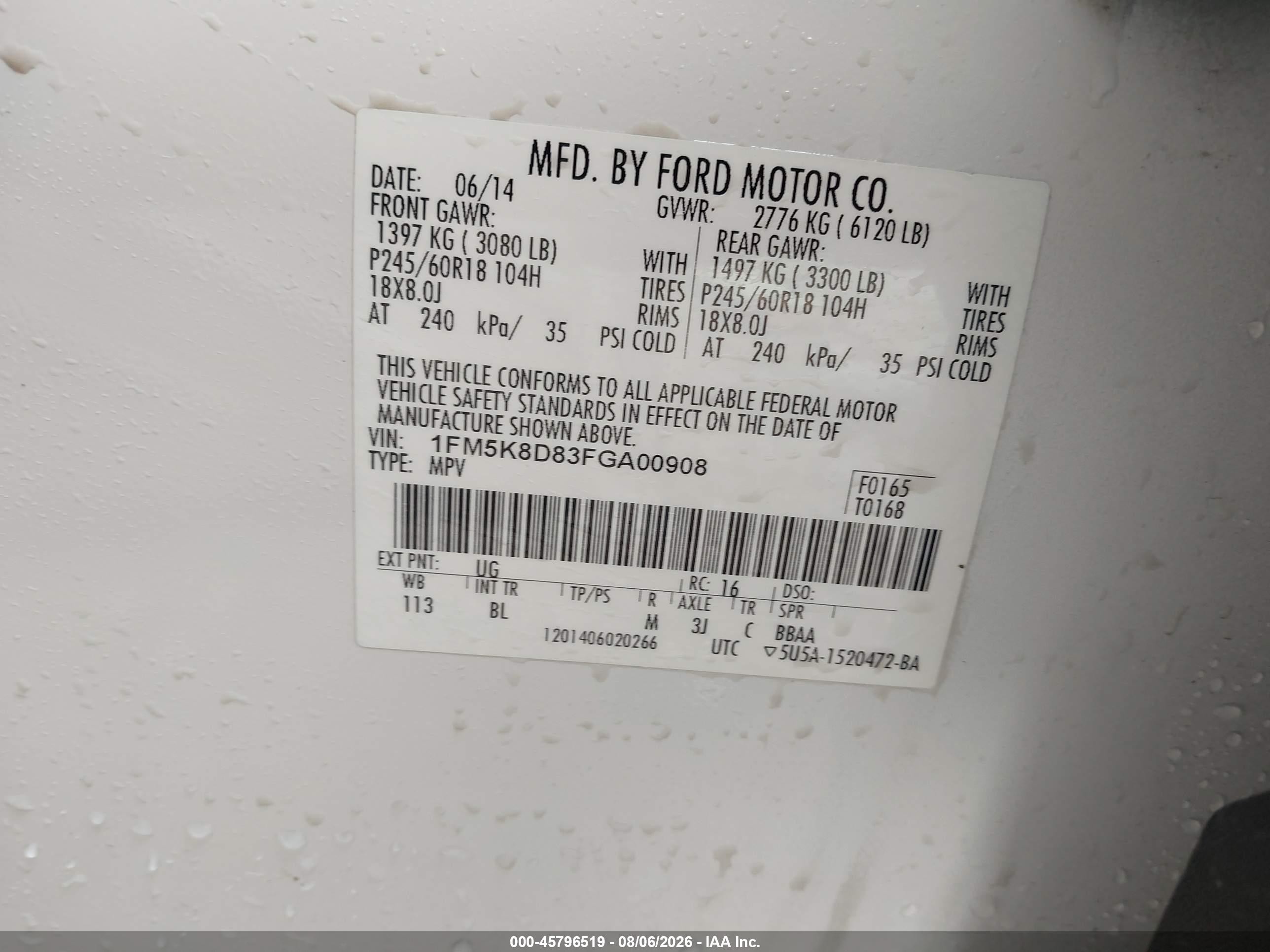 2015 Ford Explorer Xlt White vin: 1FM5K8D83FGA00908