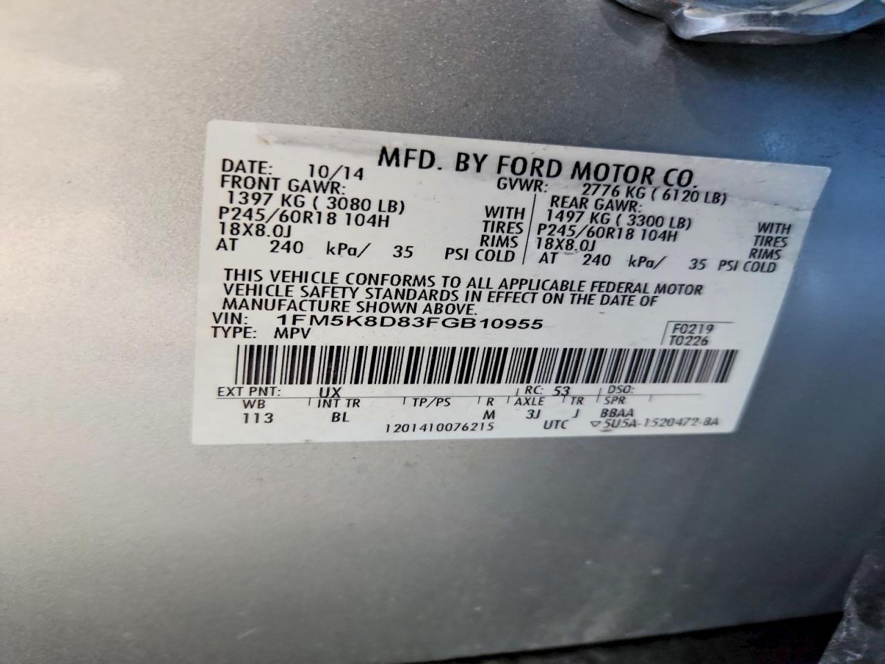 2015 Ford Explorer Xlt Серебряный vin: 1FM5K8D83FGB10955