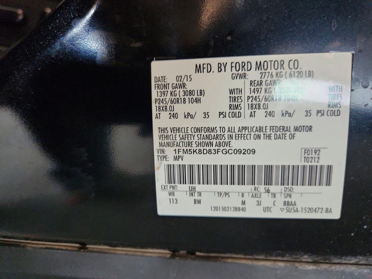2015 Ford Explorer Xlt Black vin: 1FM5K8D83FGC09209