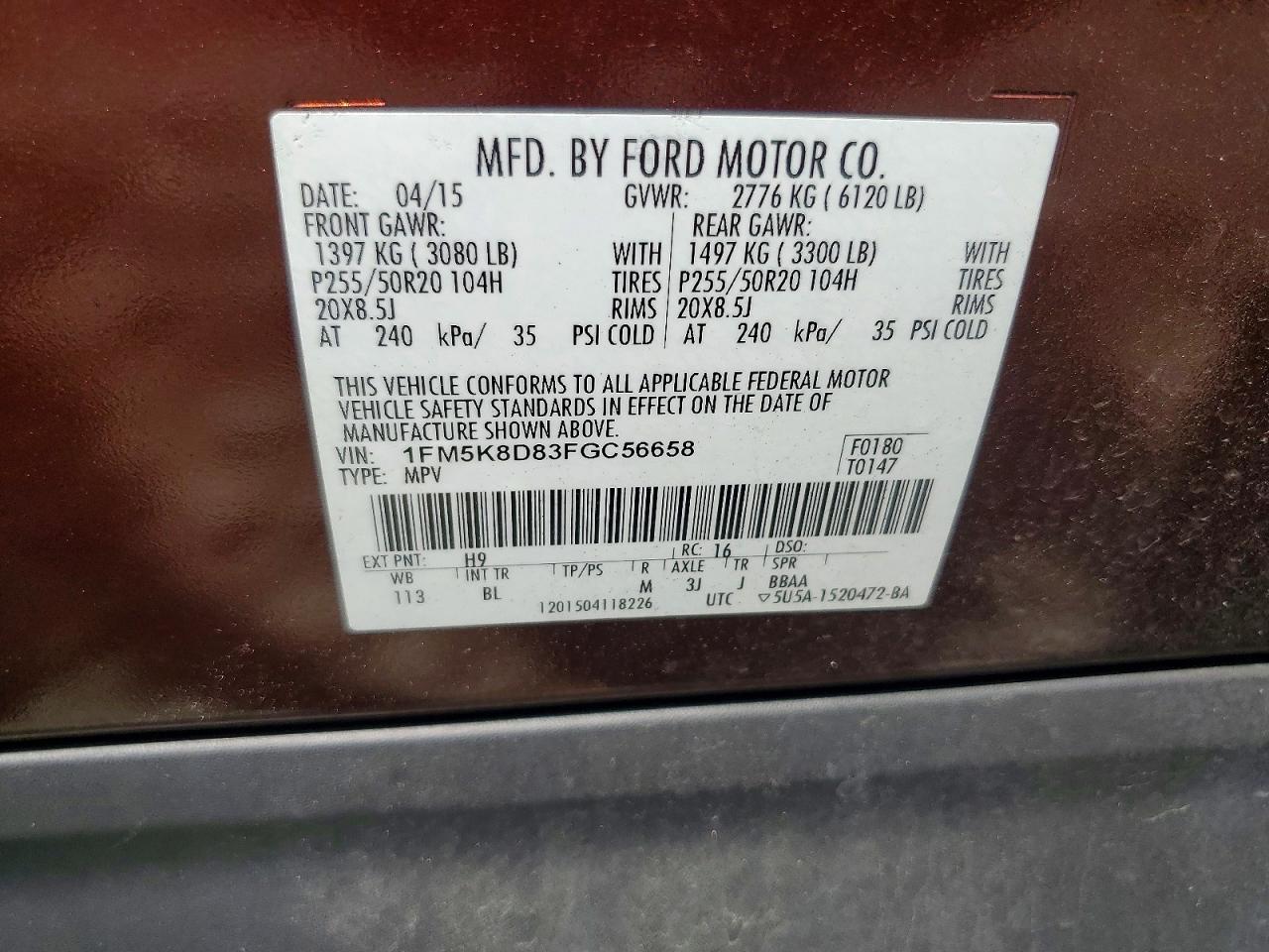 2015 Ford Explorer Xlt Maroon vin: 1FM5K8D83FGC56658