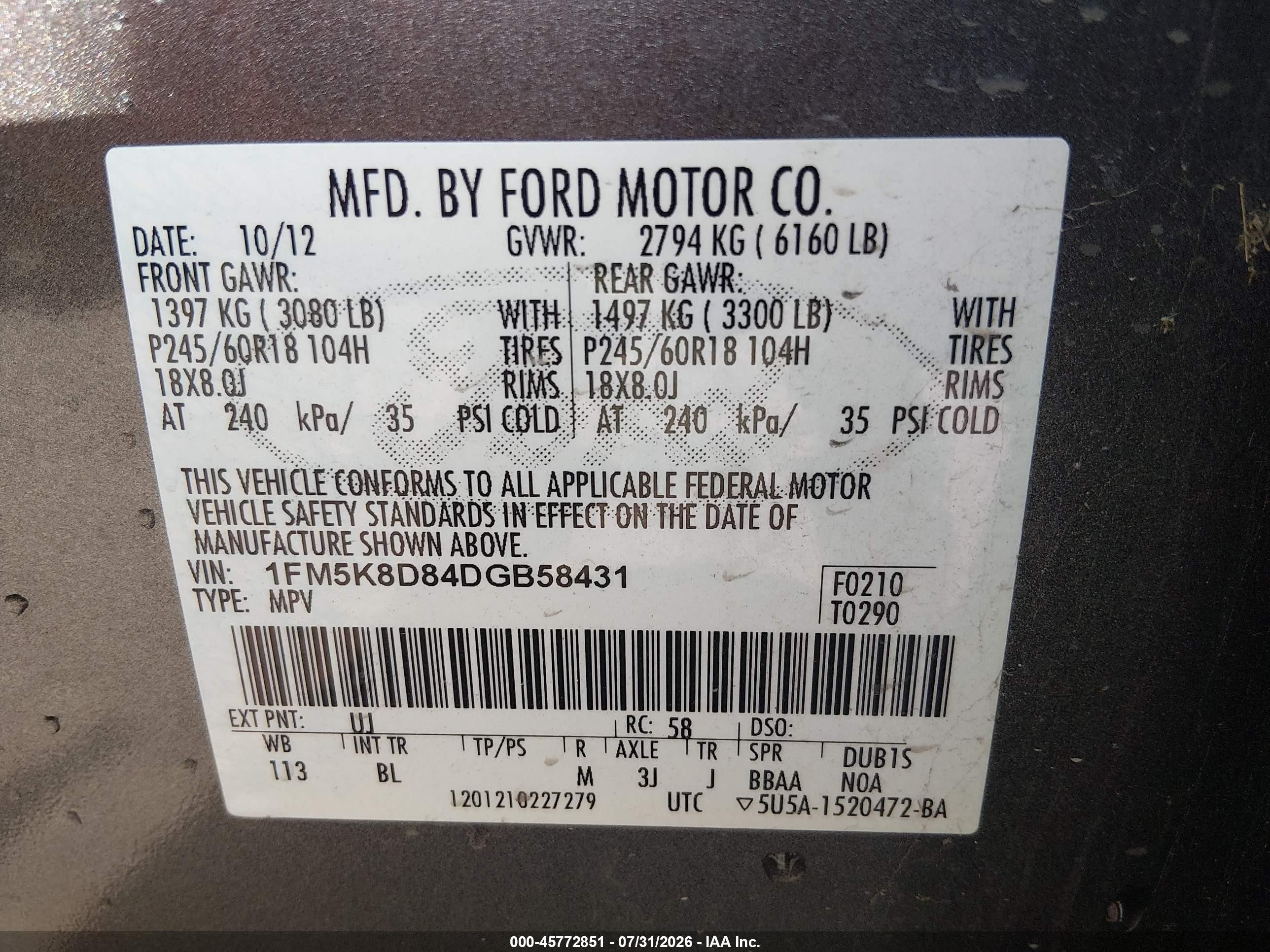 2013 Ford Explorer Xlt Gray vin: 1FM5K8D84DGB58431