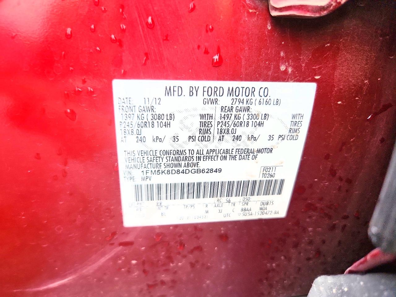 2013 Ford Explorer Xlt Red vin: 1FM5K8D84DGB62849